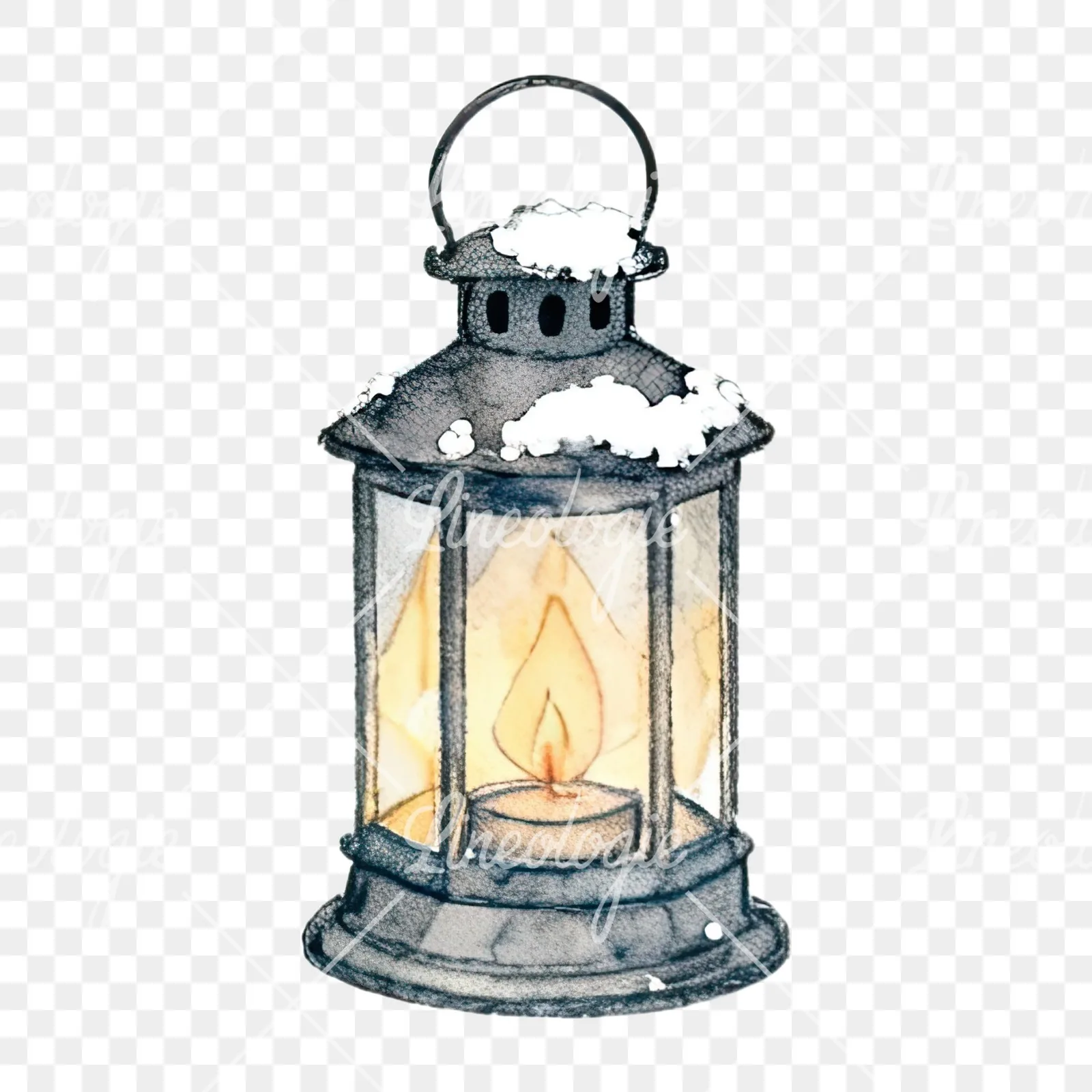 Watercolor Christmas item with snow globe clipart 4 of 12 on a transparent background (PNG)