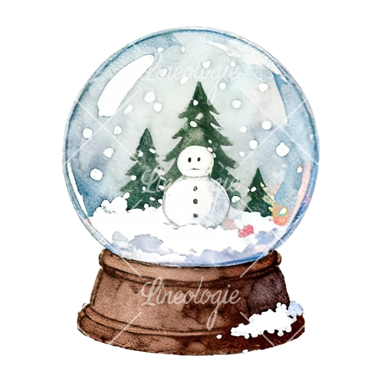 Watercolor Christmas item with snow globe clipart 12 of 12 on a white background (JPG)