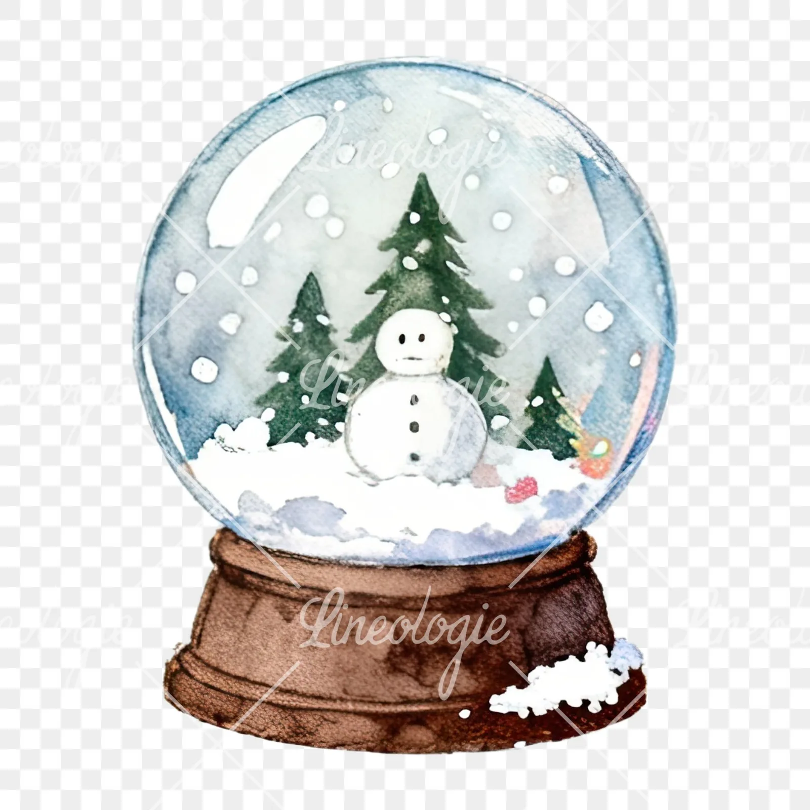 Watercolor Christmas item with snow globe clipart 12 of 12 on a transparent background (PNG)