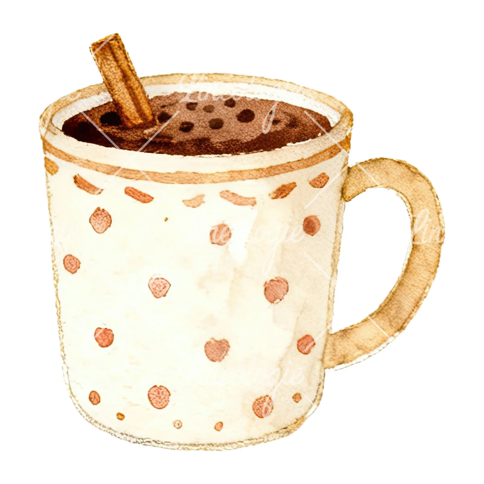 Watercolor festive hot chocolate clipart 9 of 12 on a white background (JPG)