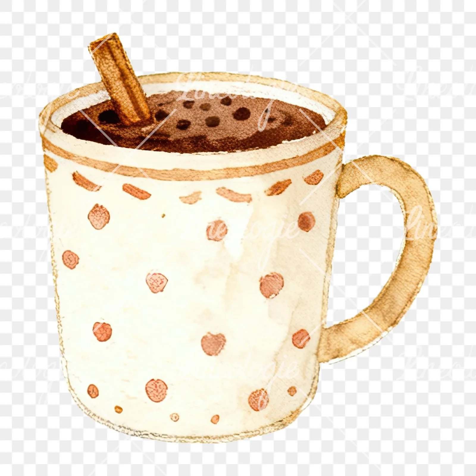 Watercolor festive hot chocolate clipart 9 of 12 on a transparent background (PNG)