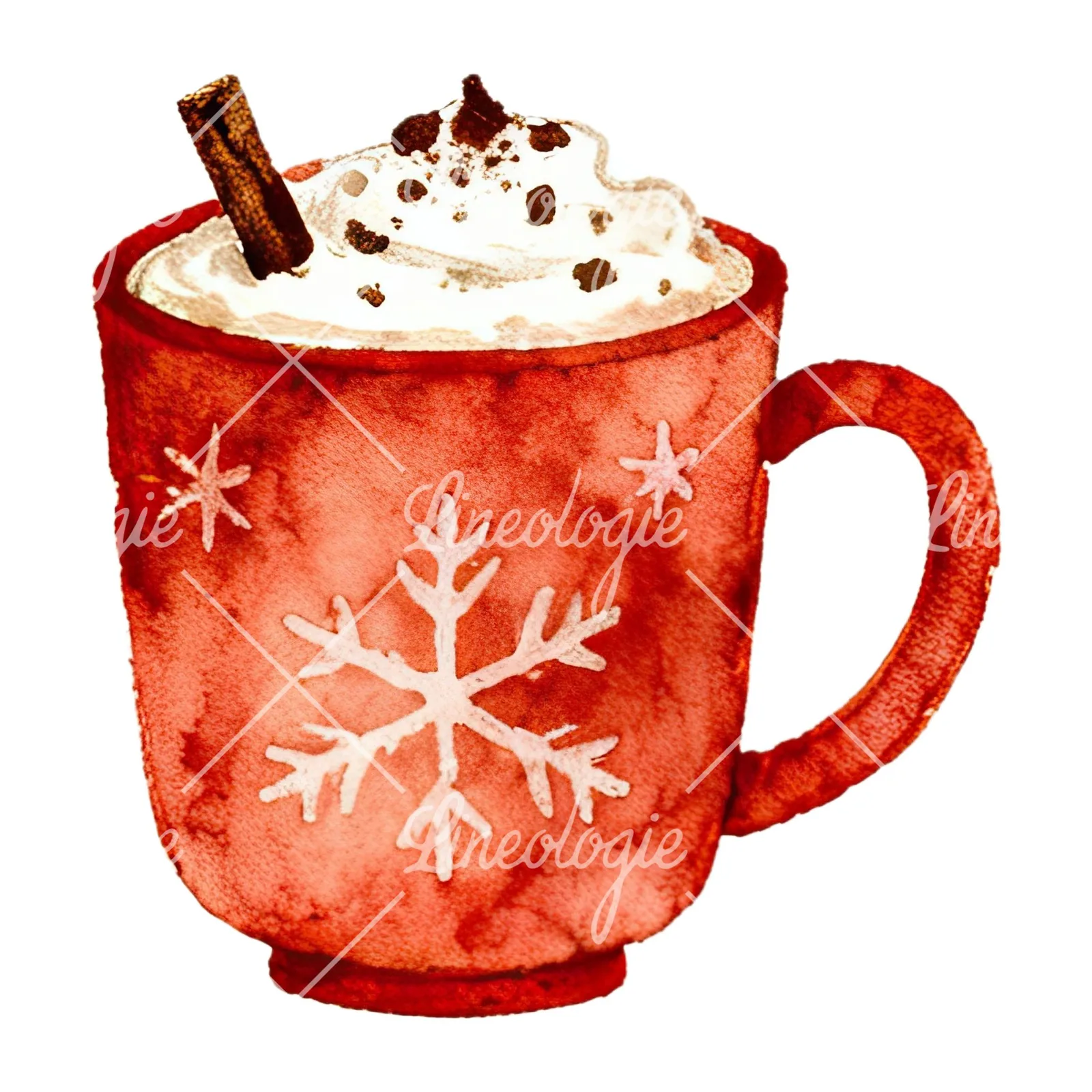 Watercolor festive hot chocolate clipart 10 of 12 on a white background (JPG)