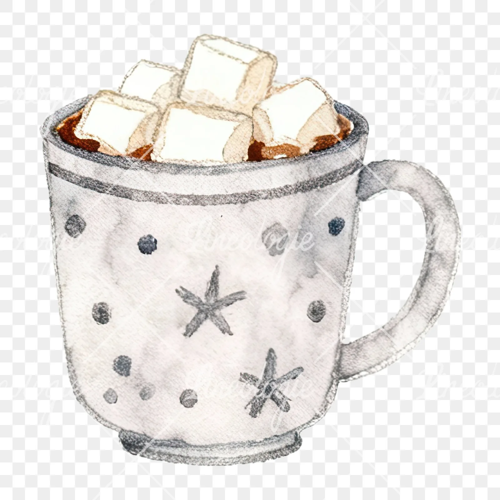 Watercolor festive hot chocolate clipart 11 of 12 on a transparent background (PNG)