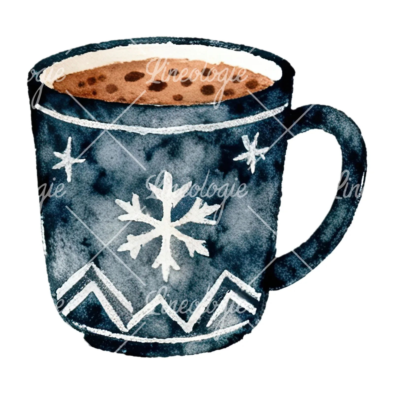 Watercolor festive hot chocolate clipart 12 of 12 on a white background (JPG)