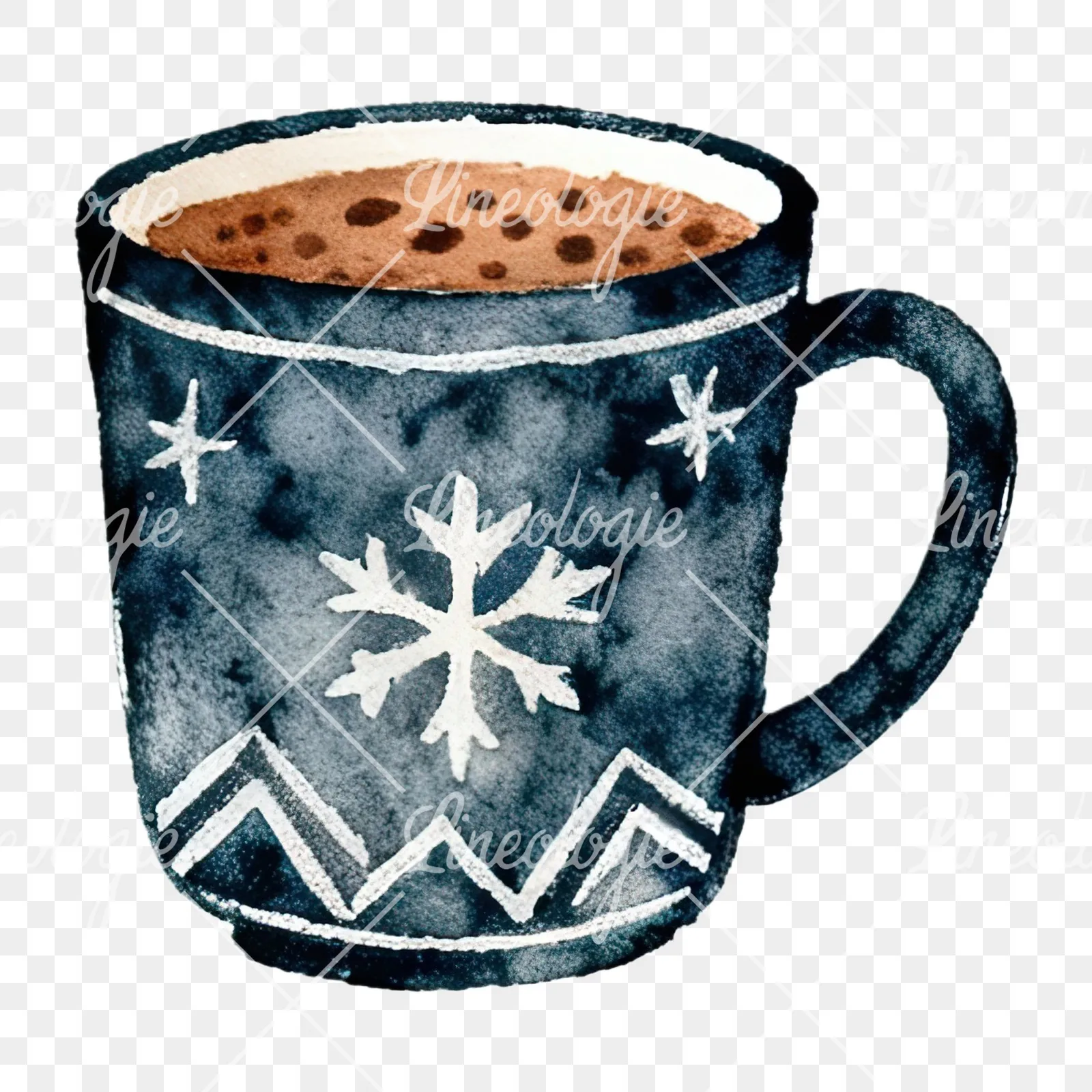Watercolor festive hot chocolate clipart 12 of 12 on a transparent background (PNG)