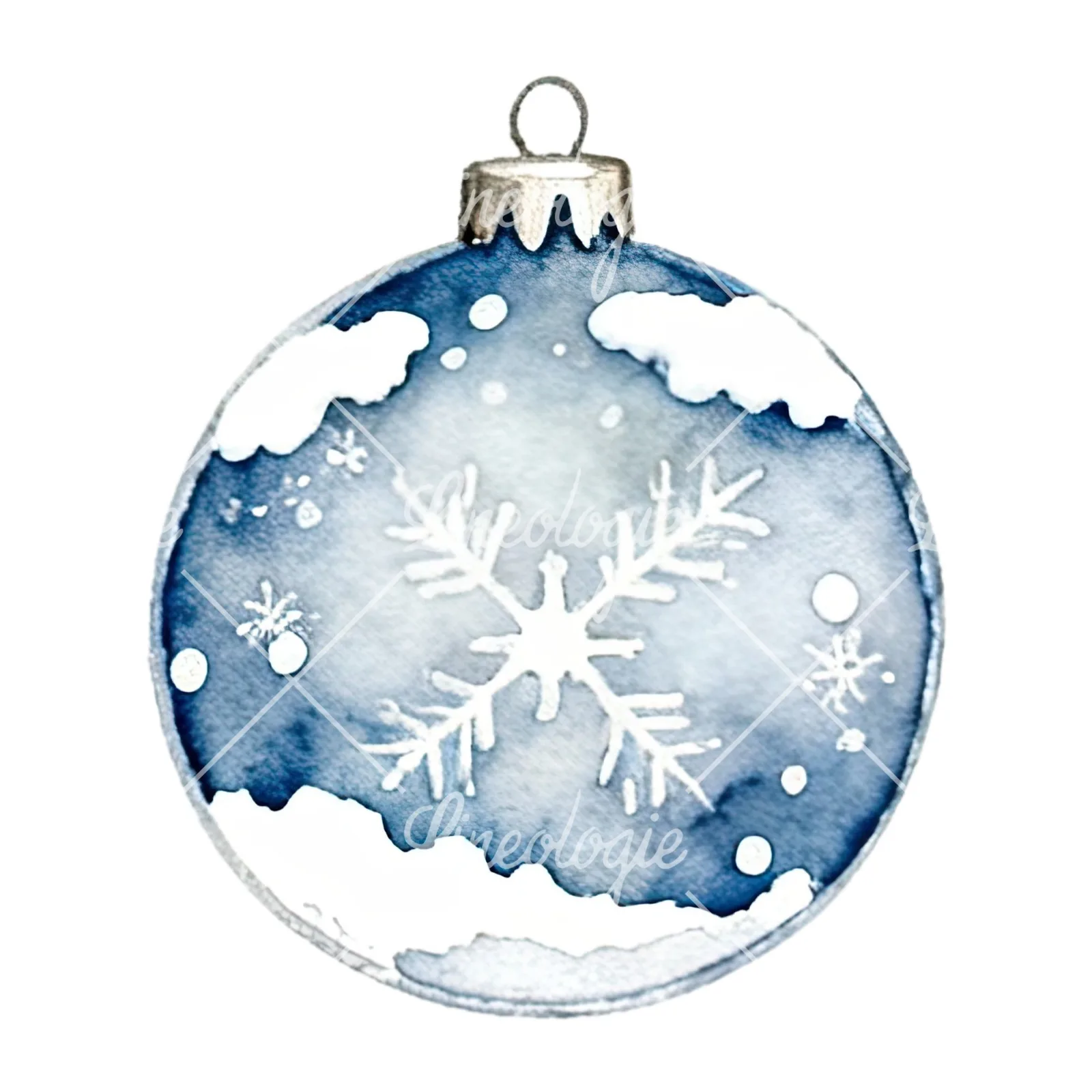 Watercolor glass bauble clipart 2 of 12 on a white background (JPG)