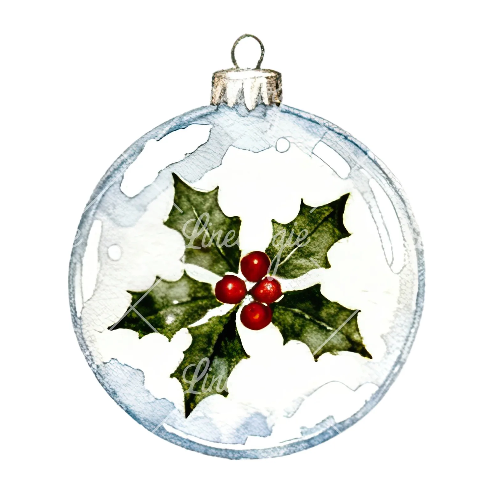 Watercolor glass bauble clipart 4 of 12 on a white background (JPG)