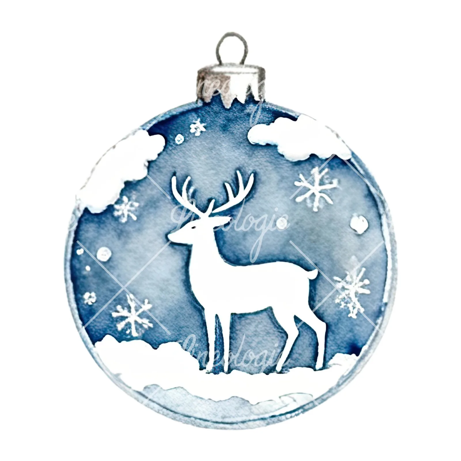 Watercolor glass bauble clipart 5 of 12 on a white background (JPG)