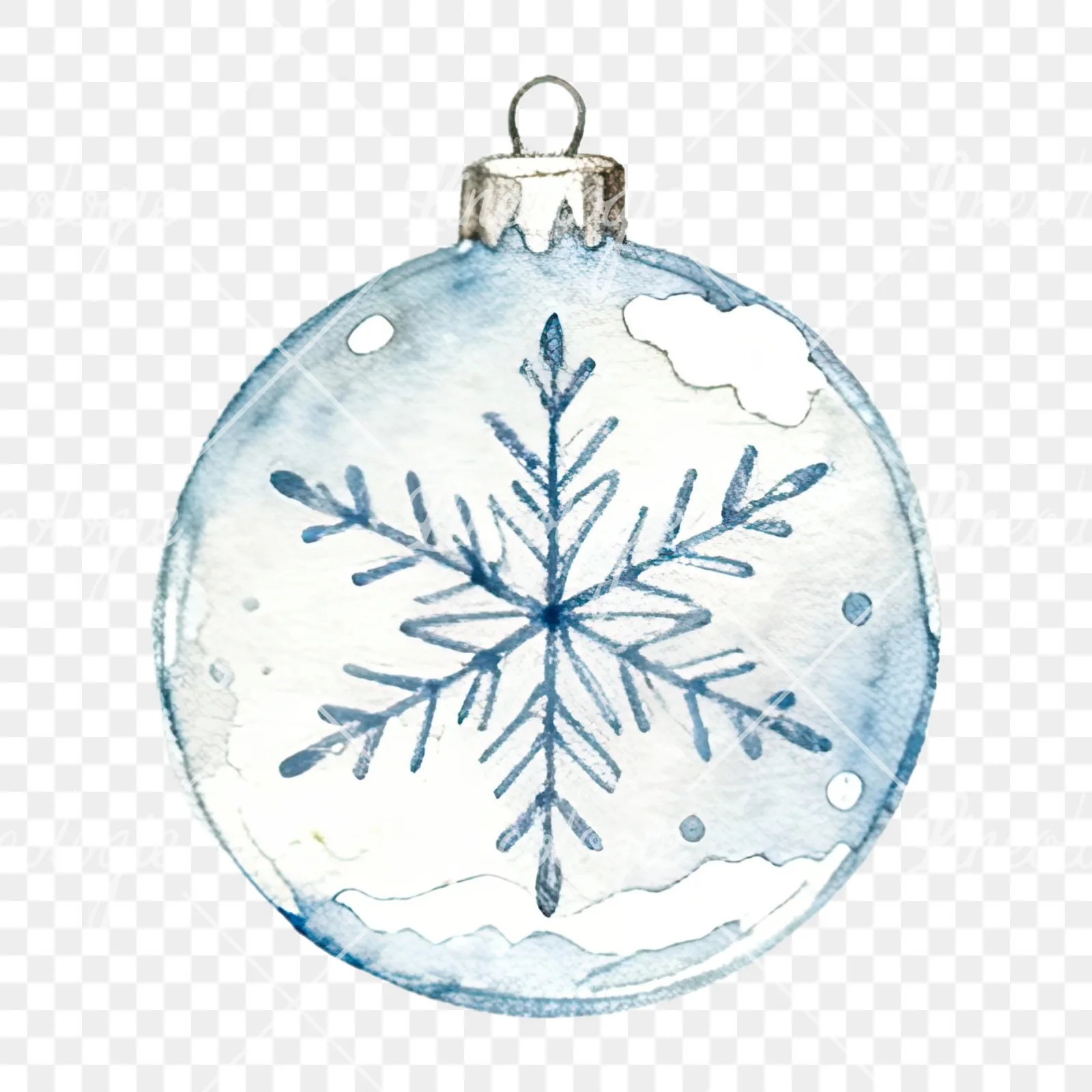 Watercolor glass bauble clipart 6 of 12 on a transparent background (PNG)