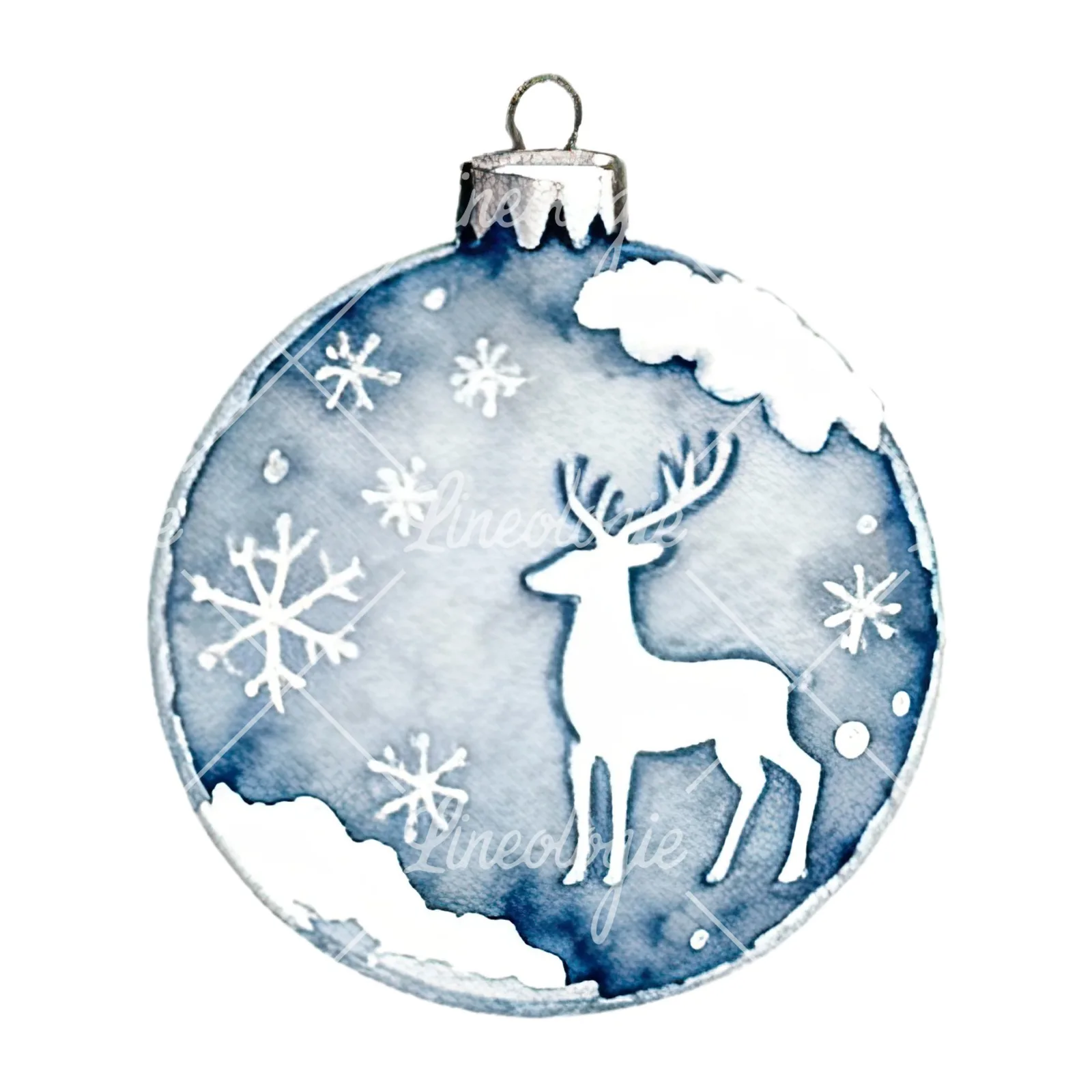 Watercolor glass bauble clipart 8 of 12 on a white background (JPG)