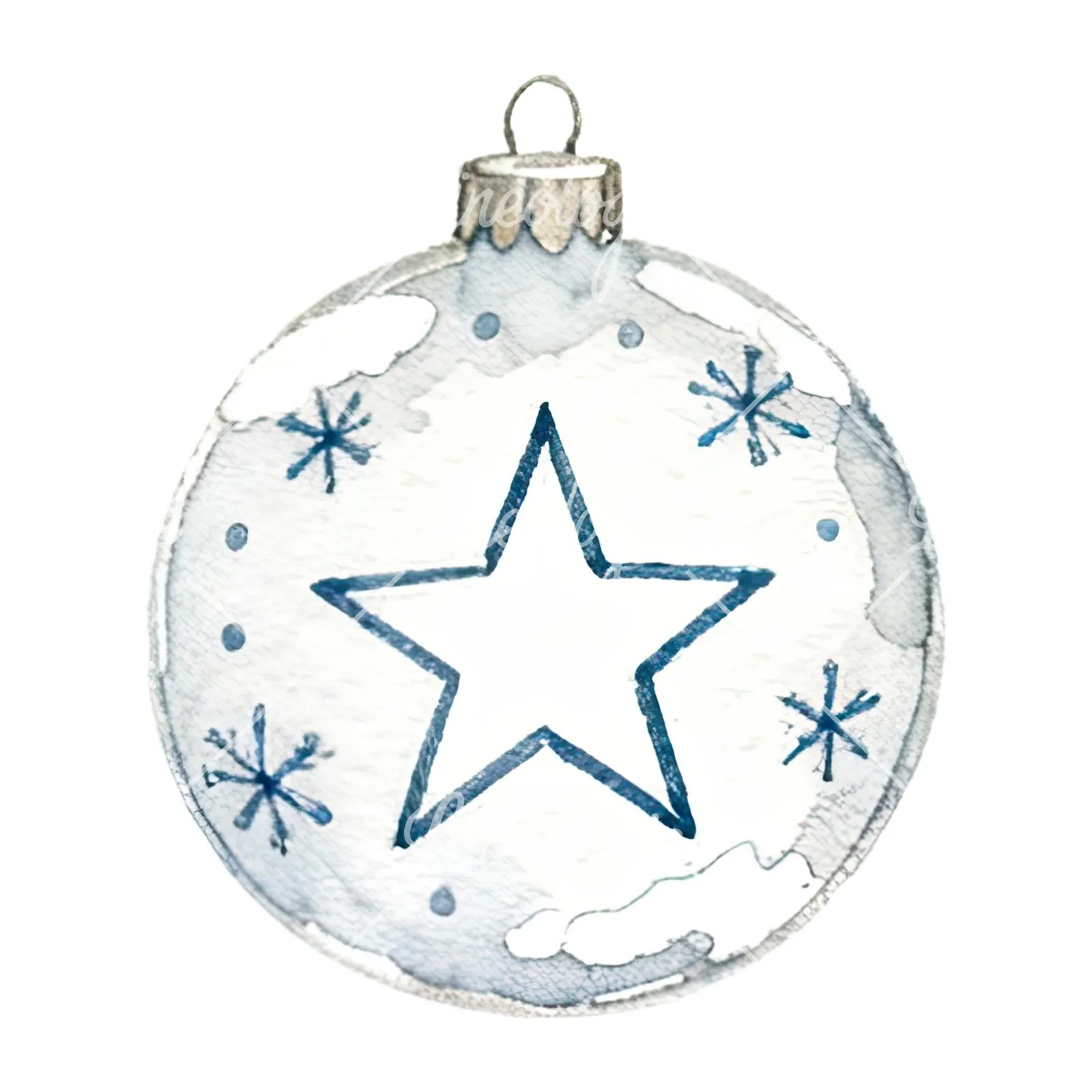 Watercolor glass bauble clipart 9 of 12 on a white background (JPG)