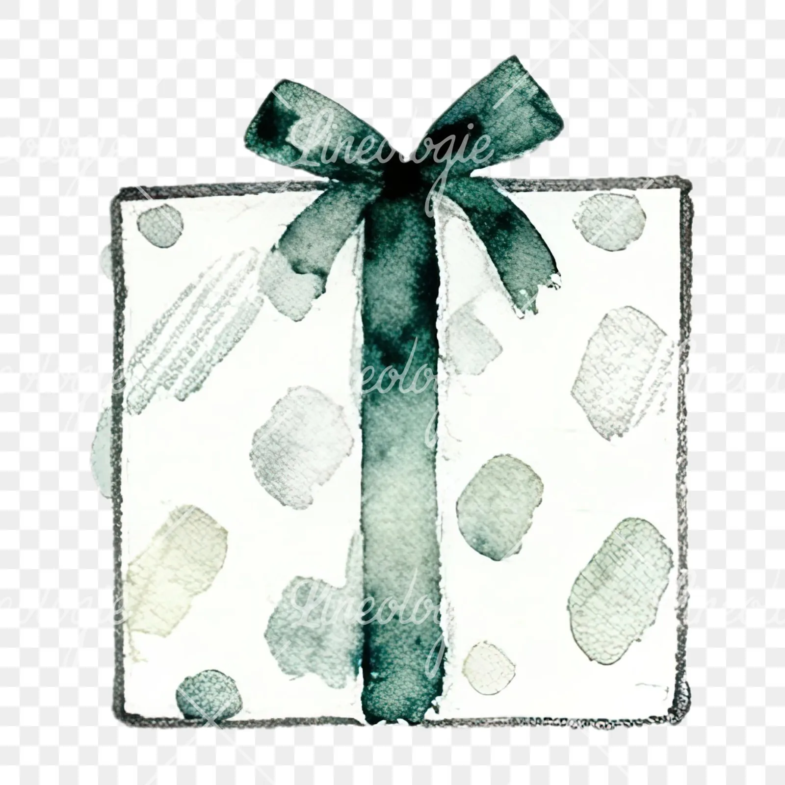 Watercolor present clipart 6 of 12 on a transparent background (PNG)