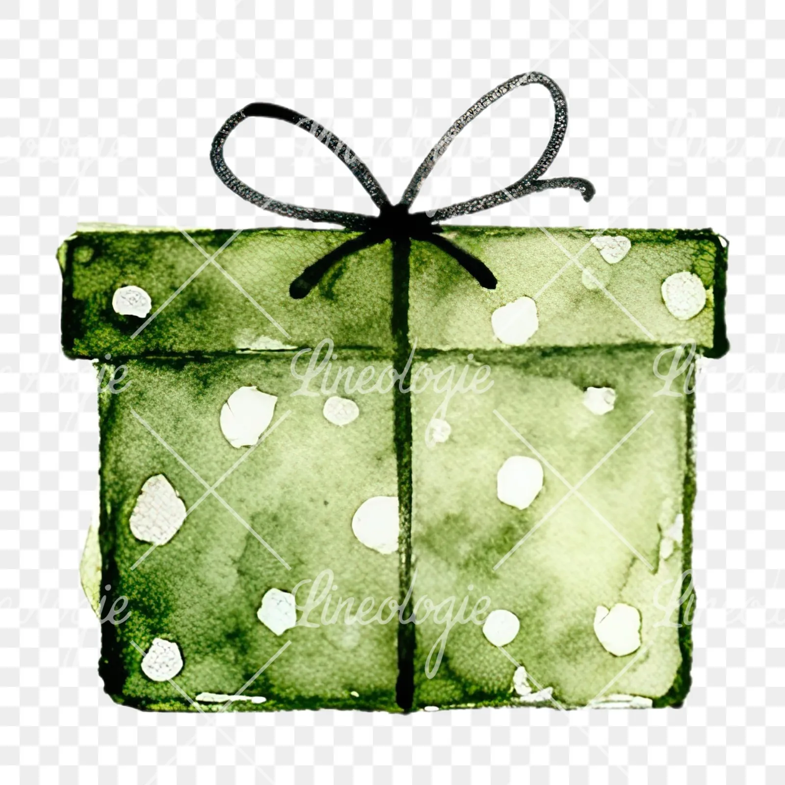 Watercolor present clipart 7 of 12 on a transparent background (PNG)