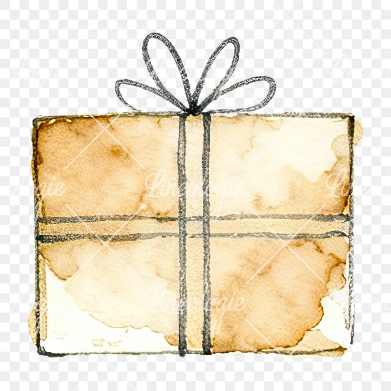 Watercolor present clipart 8 of 12 on a transparent background (PNG)