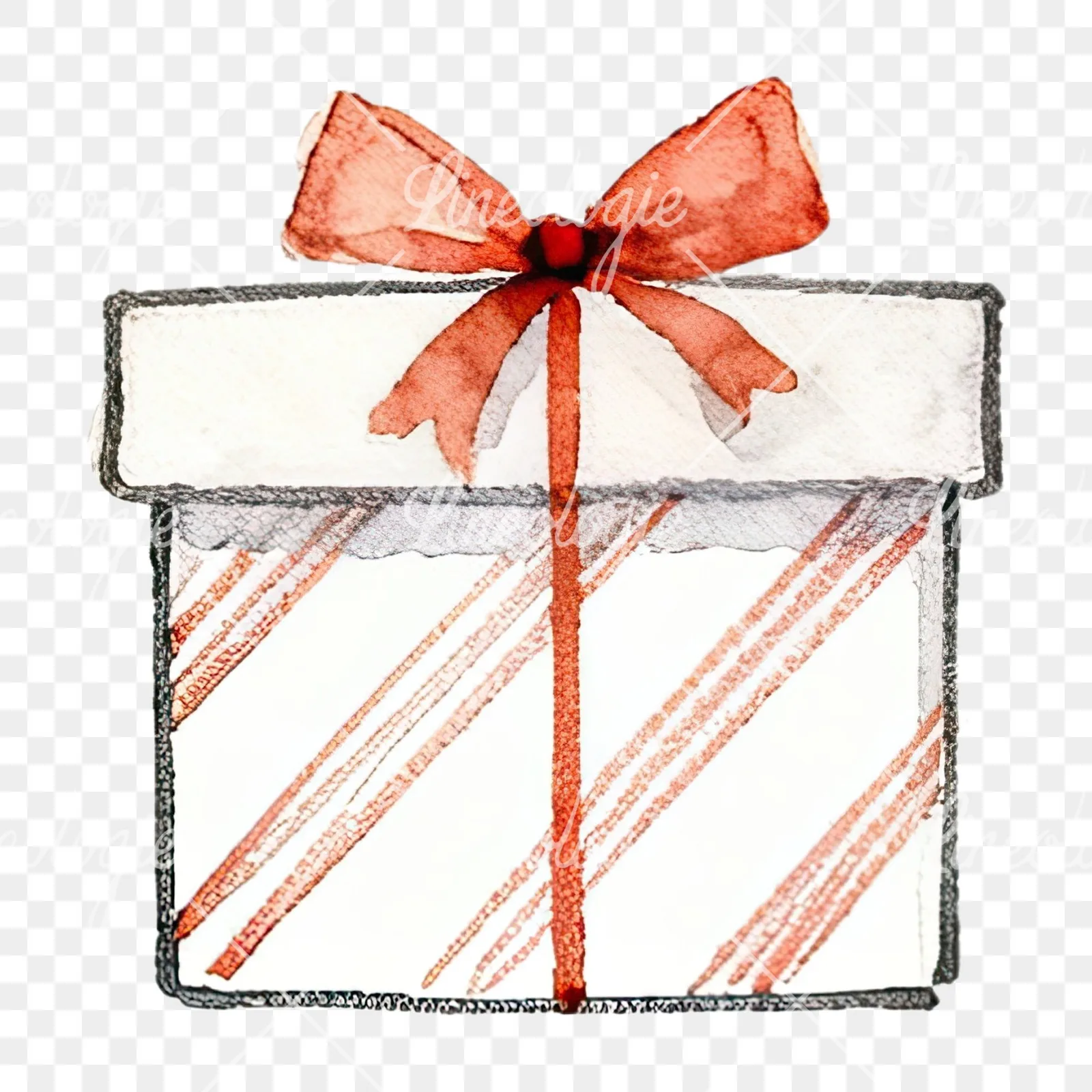 Watercolor present clipart 10 of 12 on a transparent background (PNG)
