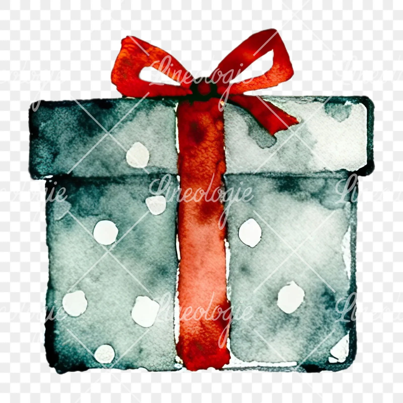Watercolor present clipart 11 of 12 on a transparent background (PNG)