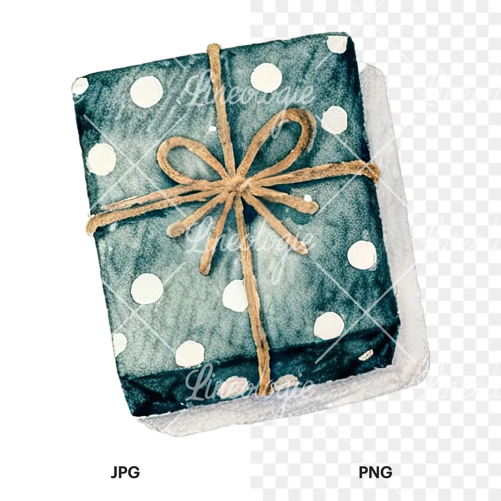 Watercolor presents gift clipart 5 of 12, as a JPG on white and a transparent PNG