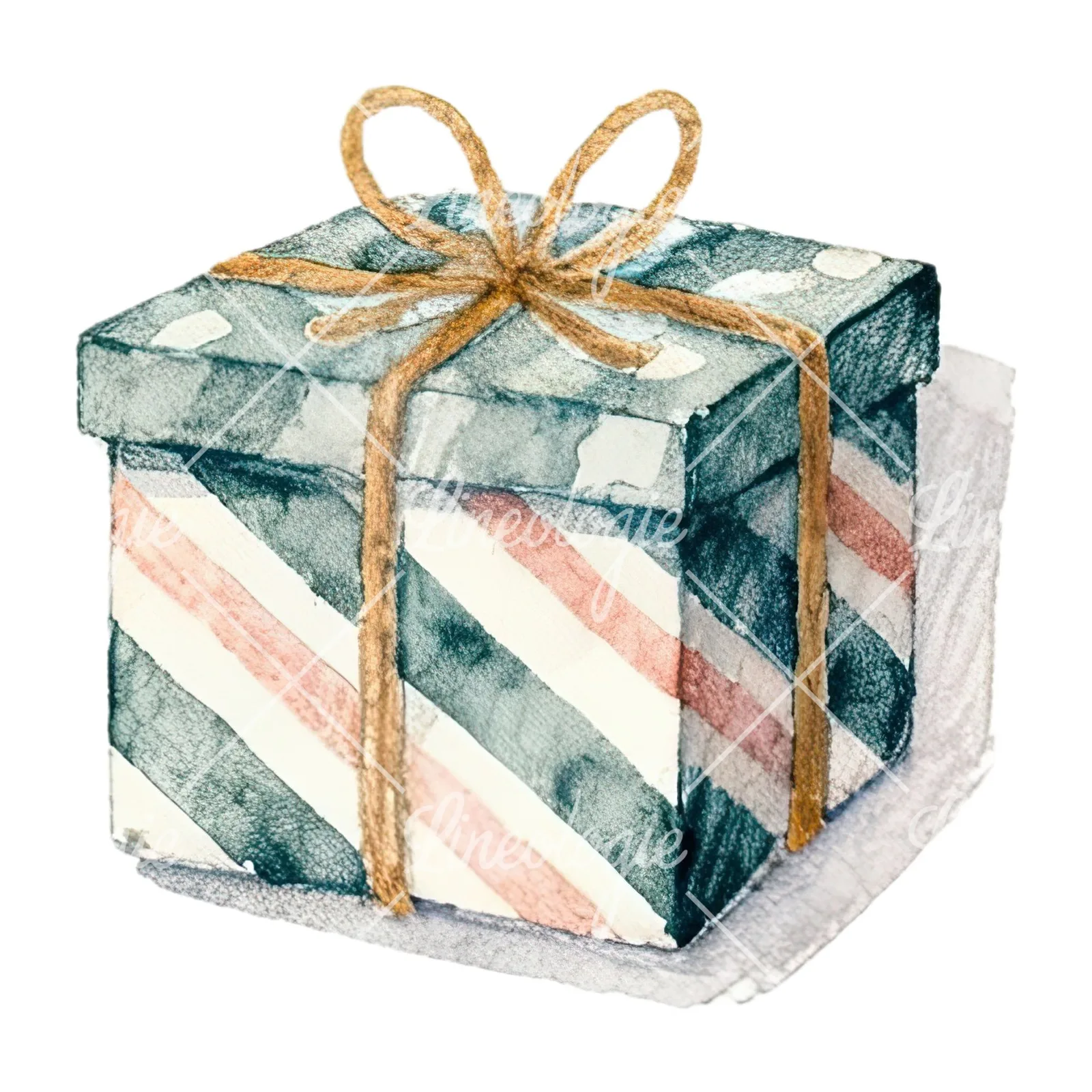 Watercolor presents gift clipart 9 of 12 on a white background (JPG)