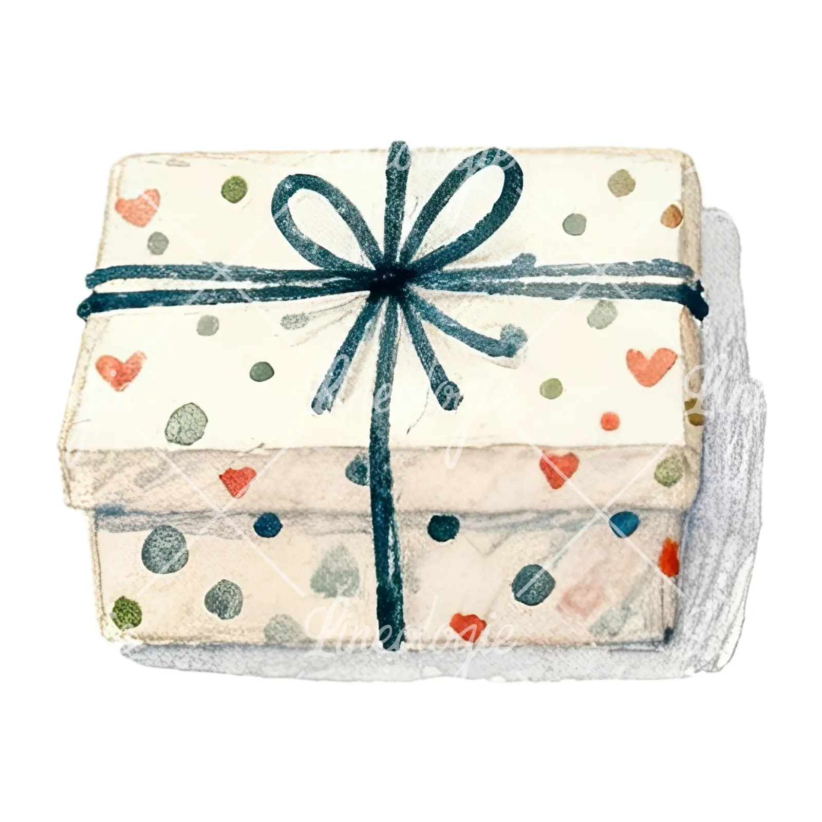 Watercolor presents gift clipart 11 of 12 on a white background (JPG)