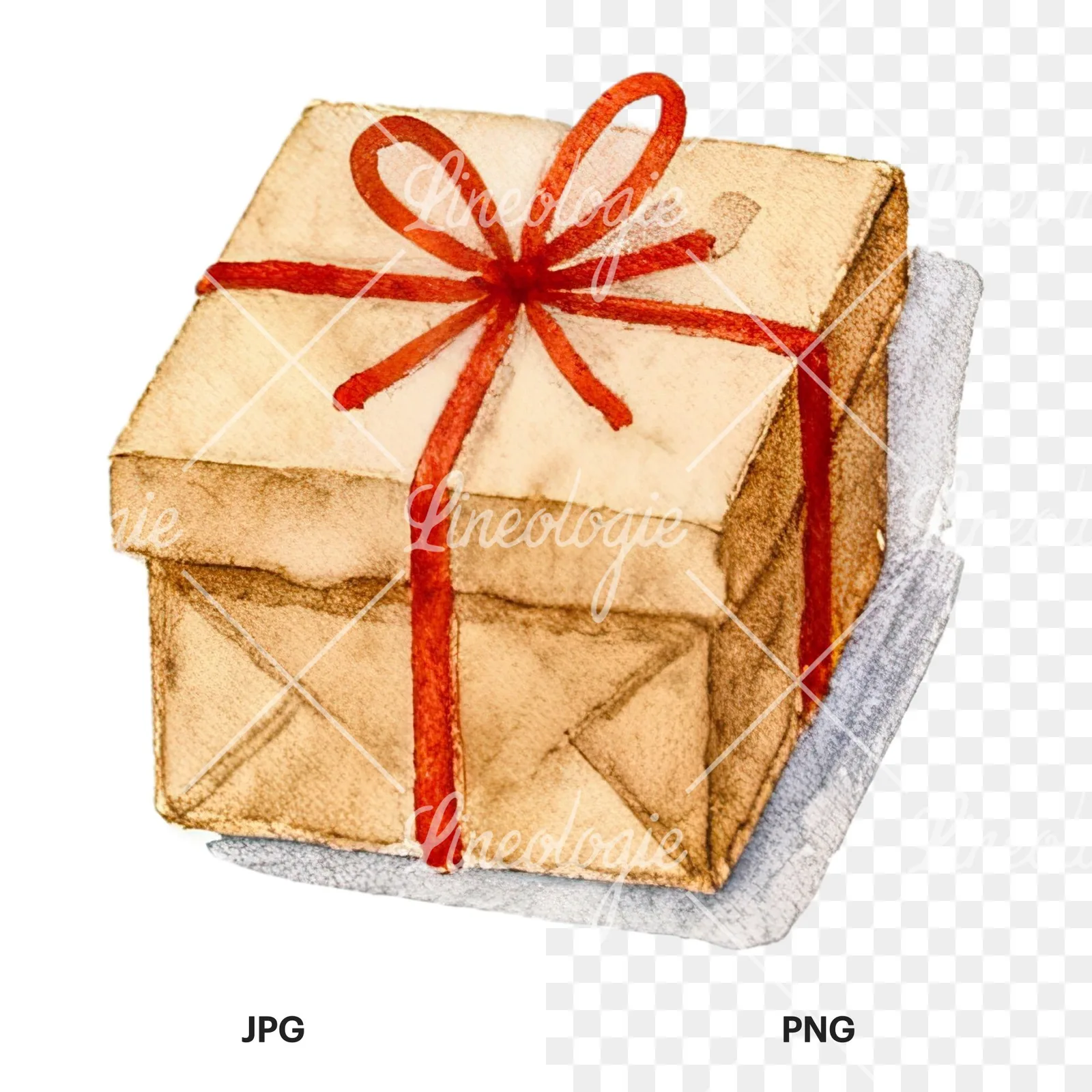Watercolor presents gift clipart 12 of 12, as a JPG on white and a transparent PNG