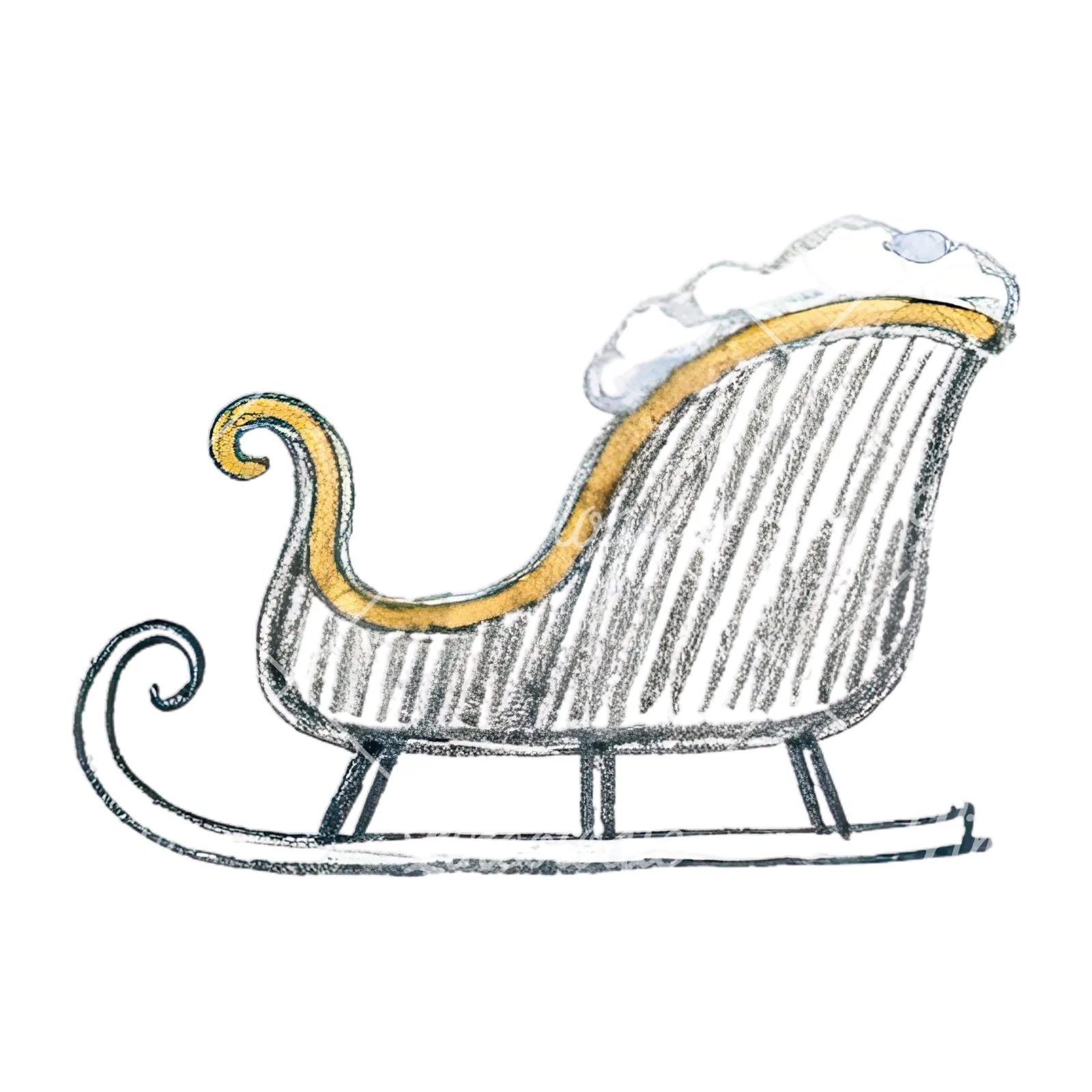 Watercolor sleigh clipart 1 of 12 on a white background (JPG)