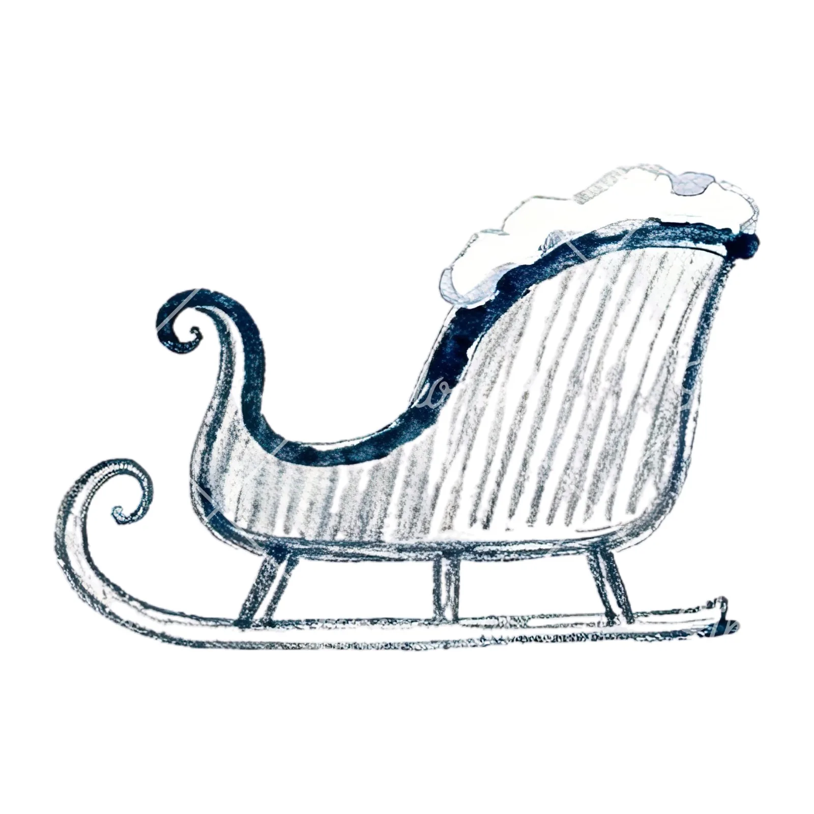 Watercolor sleigh clipart 7 of 12 on a white background (JPG)