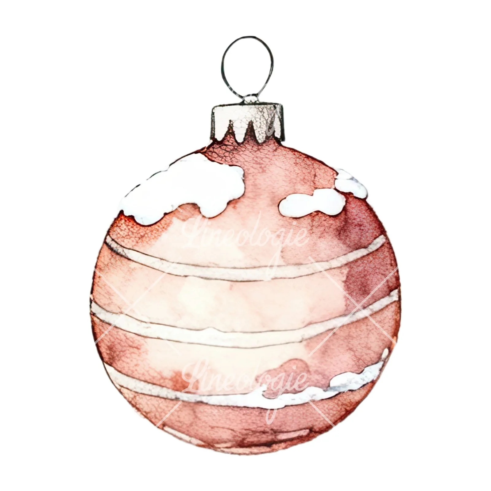 Watercolor snowflake Christmas bauble clipart 2 of 16 on a white background (JPG)