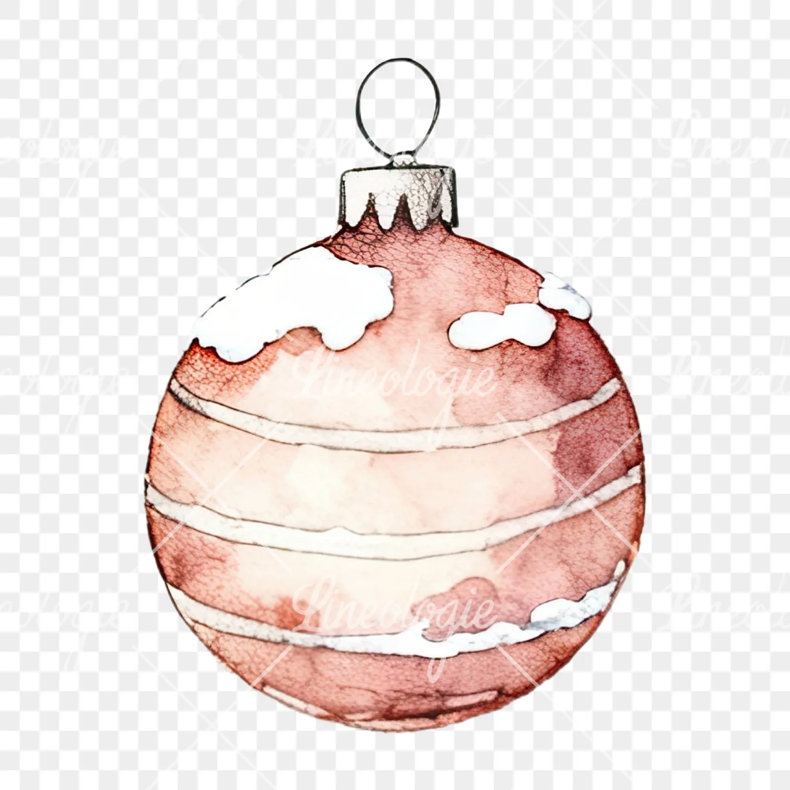 Watercolor snowflake Christmas bauble clipart 2 of 16 on a transparent background (PNG)
