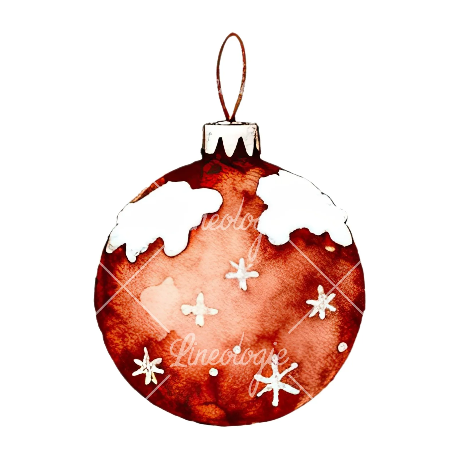 Watercolor snowflake Christmas bauble clipart 10 of 16 on a white background (JPG)