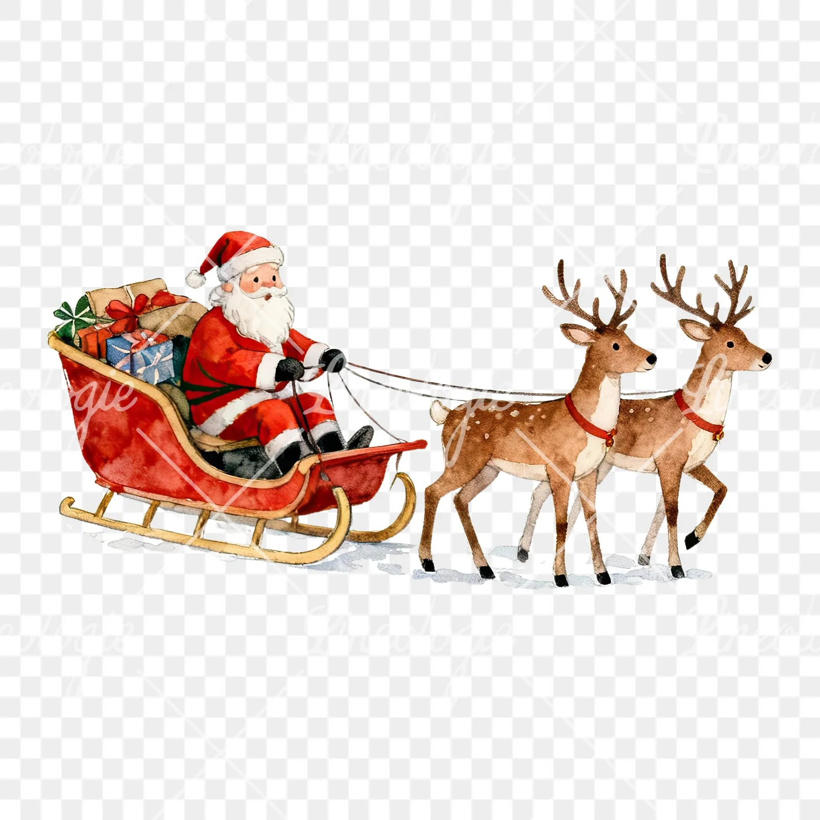Watercolor santa claus clipart 1 of 8 on a transparent background (PNG)