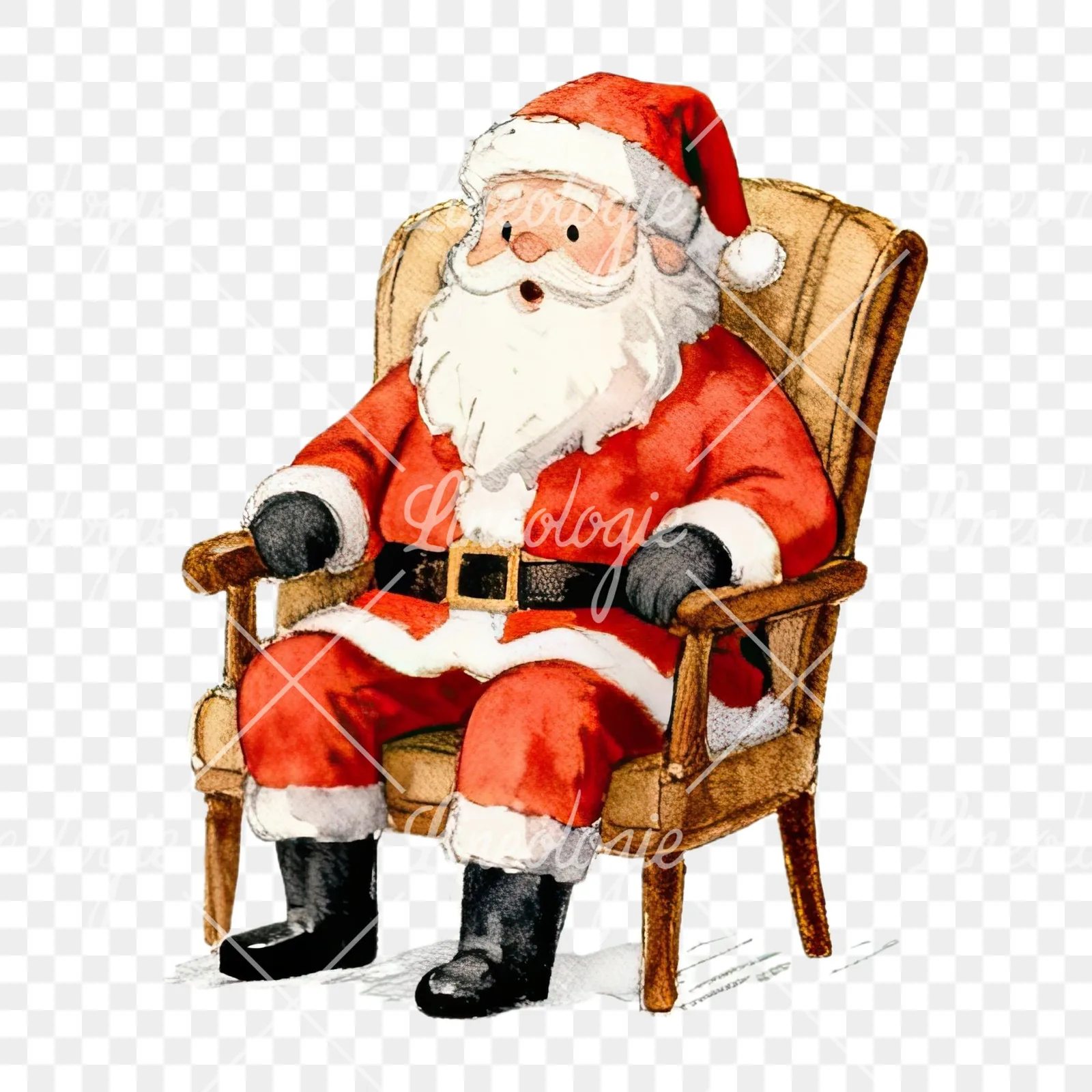 Watercolor santa claus clipart 5 of 8 on a transparent background (PNG)
