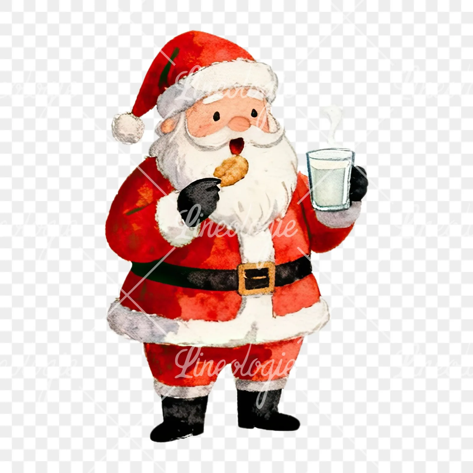 Watercolor santa claus clipart 6 of 8 on a transparent background (PNG)