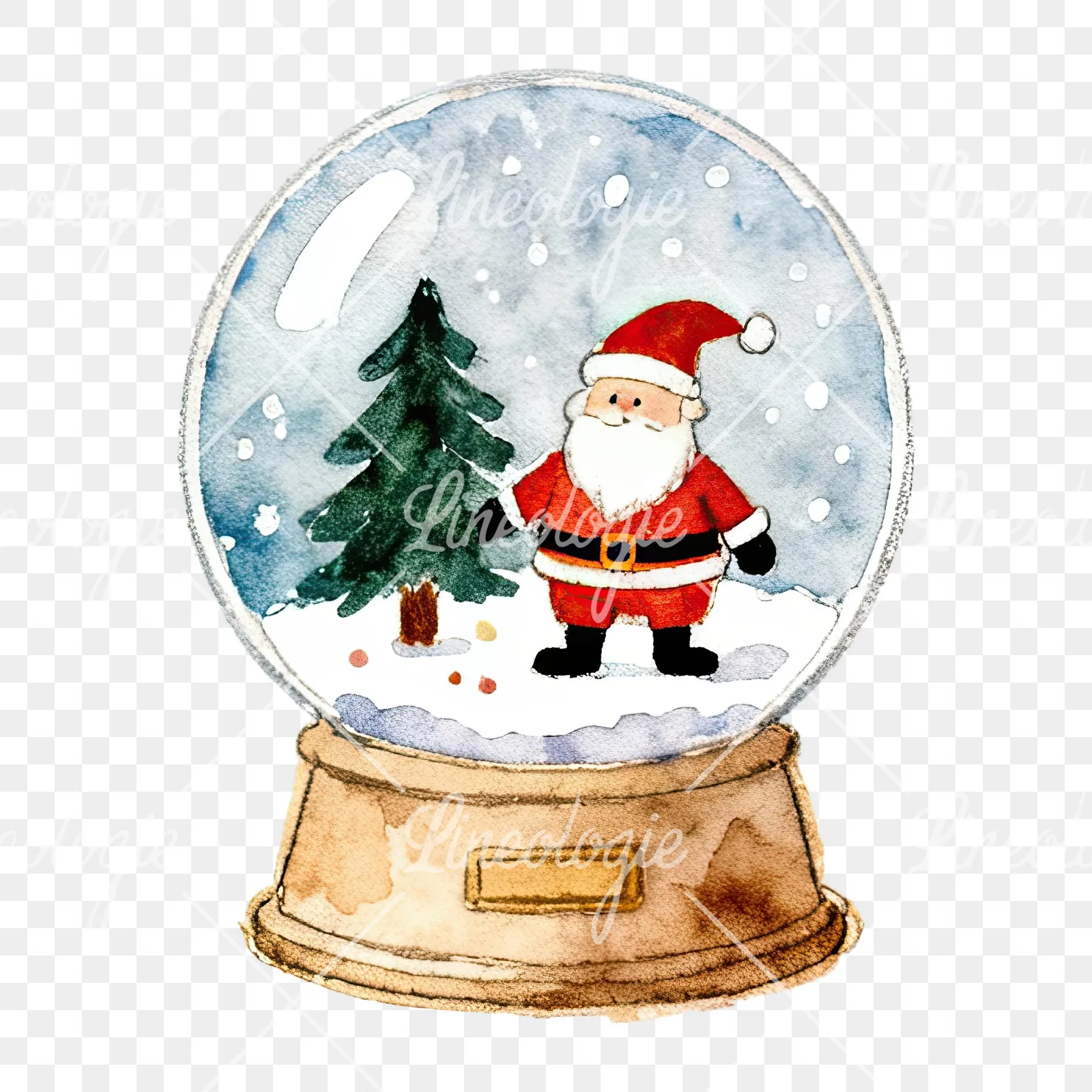 Watercolor Christmas snow globe clipart 8 of 9 on a transparent background (PNG)