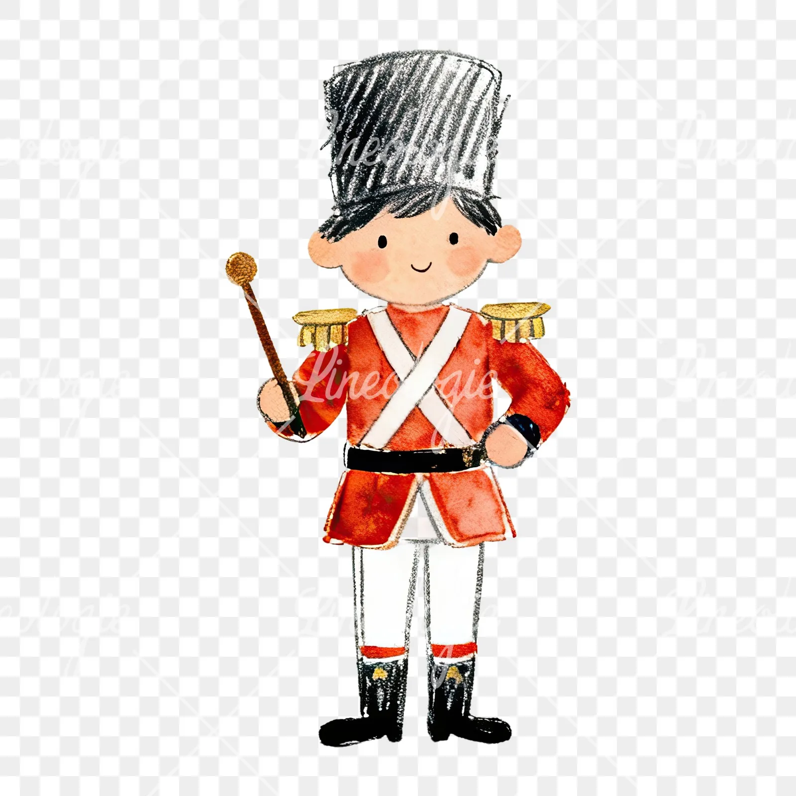 Watercolor festive little drummer boy clipart 7 of 9 on a transparent background (PNG)