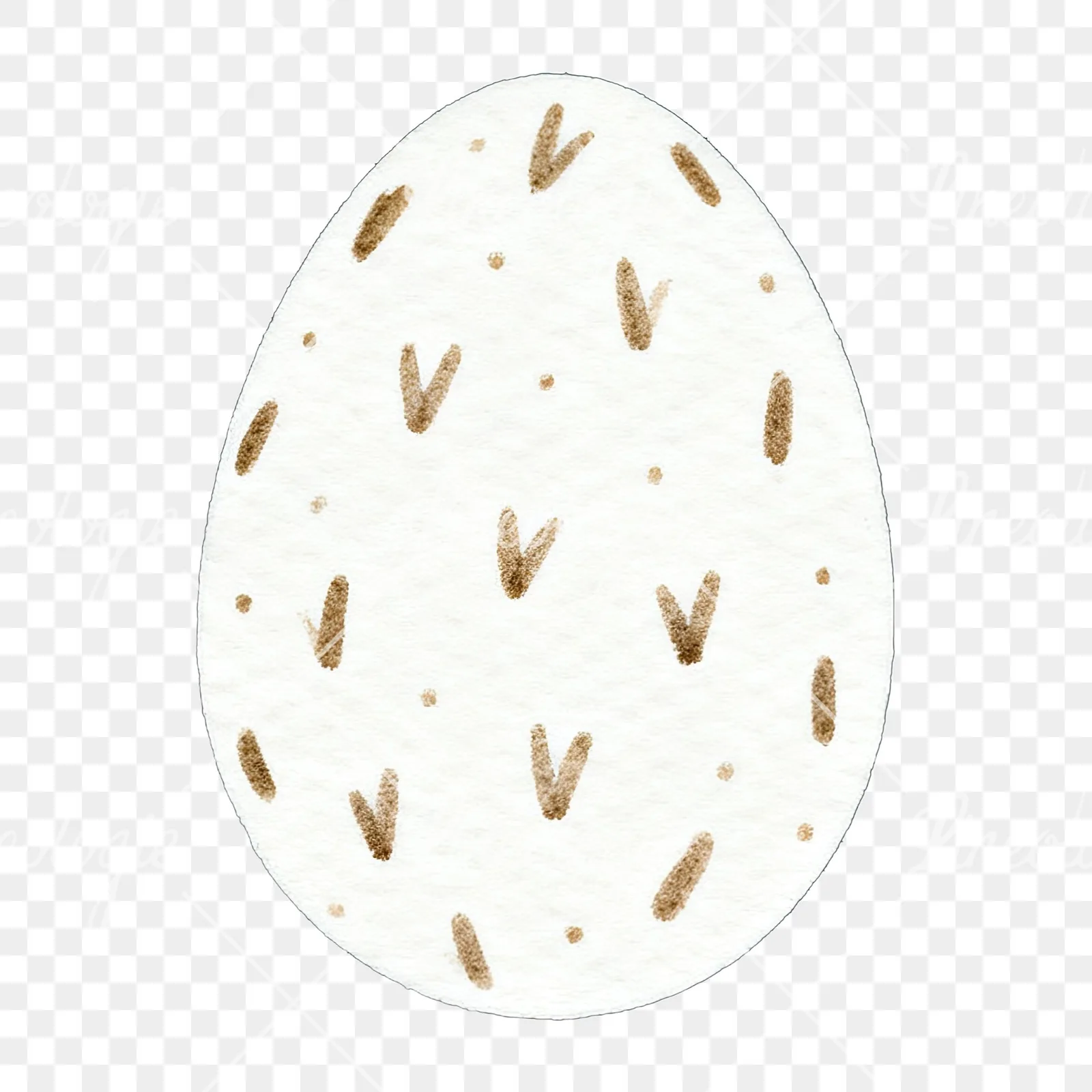Watercolor neutral Easter eggs and bunny clipart 3 of 10 on a transparent background (PNG)