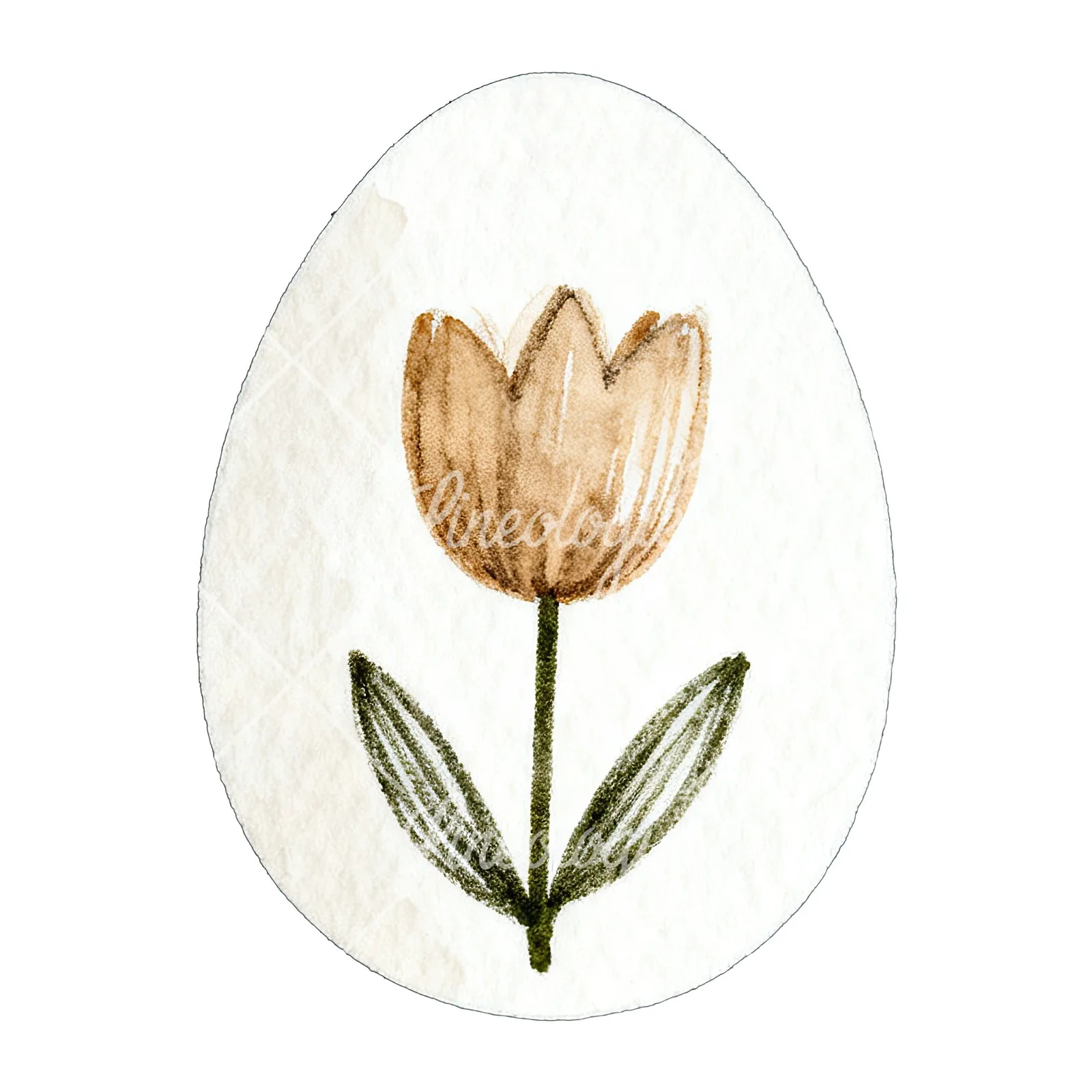 Watercolor neutral Easter eggs and bunny clipart 4 of 10 on a white background (JPG)