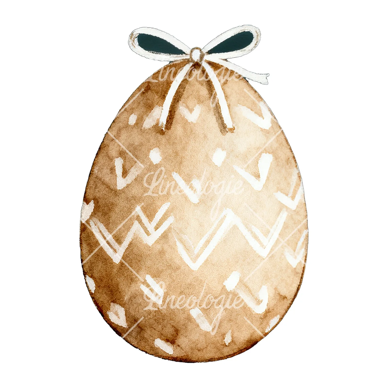 Watercolor neutral Easter eggs and bunny clipart 7 of 10 on a white background (JPG)