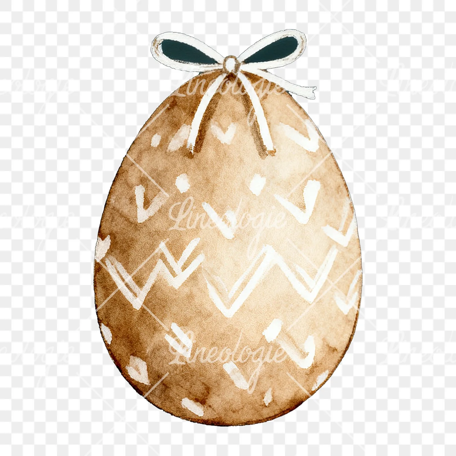 Watercolor neutral Easter eggs and bunny clipart 7 of 10 on a transparent background (PNG)