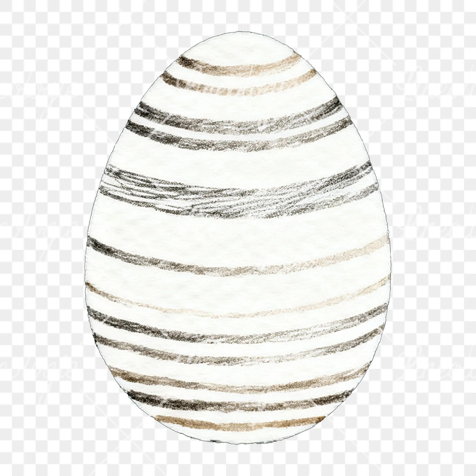 Watercolor neutral Easter eggs and bunny clipart 8 of 10 on a transparent background (PNG)