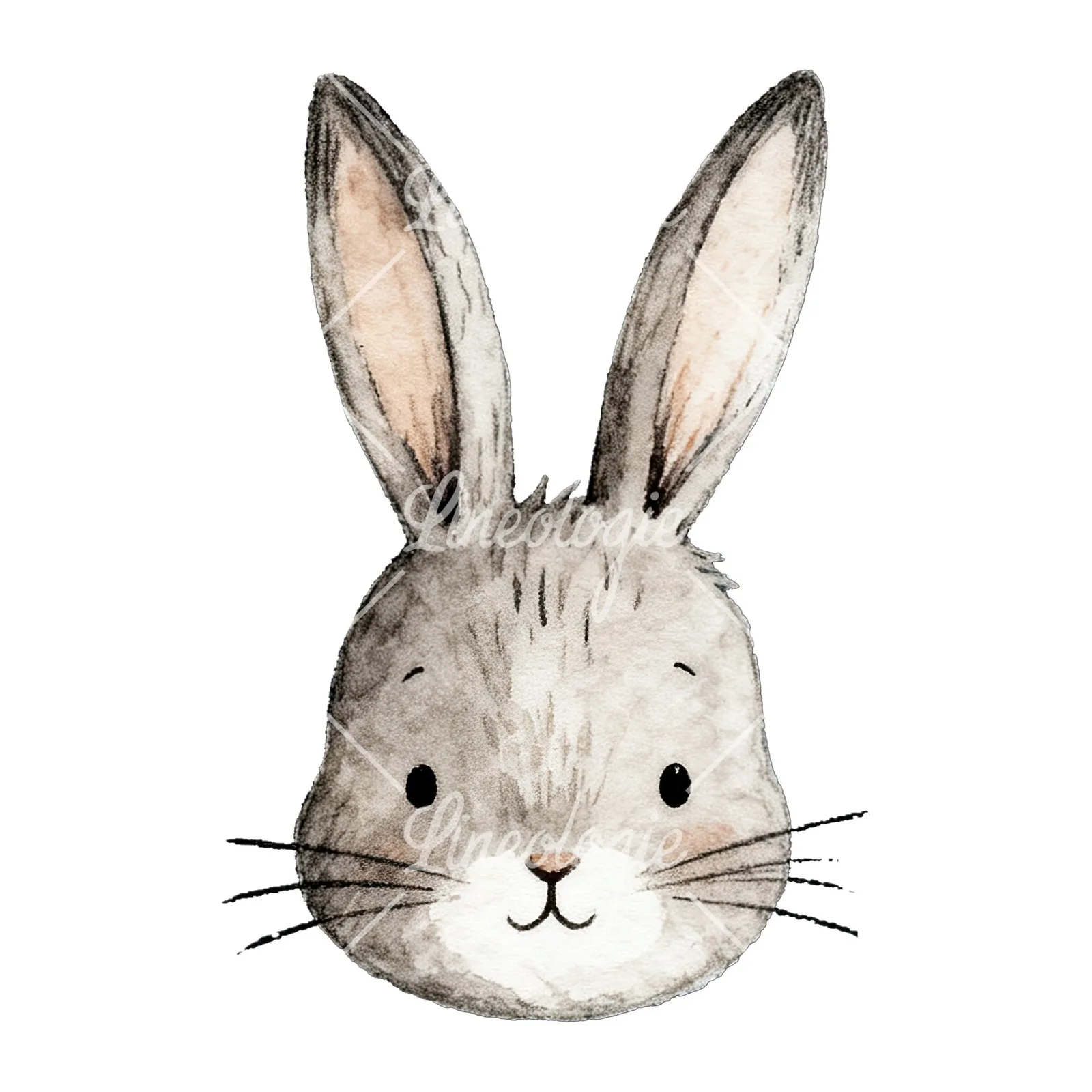 Watercolor neutral Easter eggs and bunny clipart 9 of 10 on a white background (JPG)