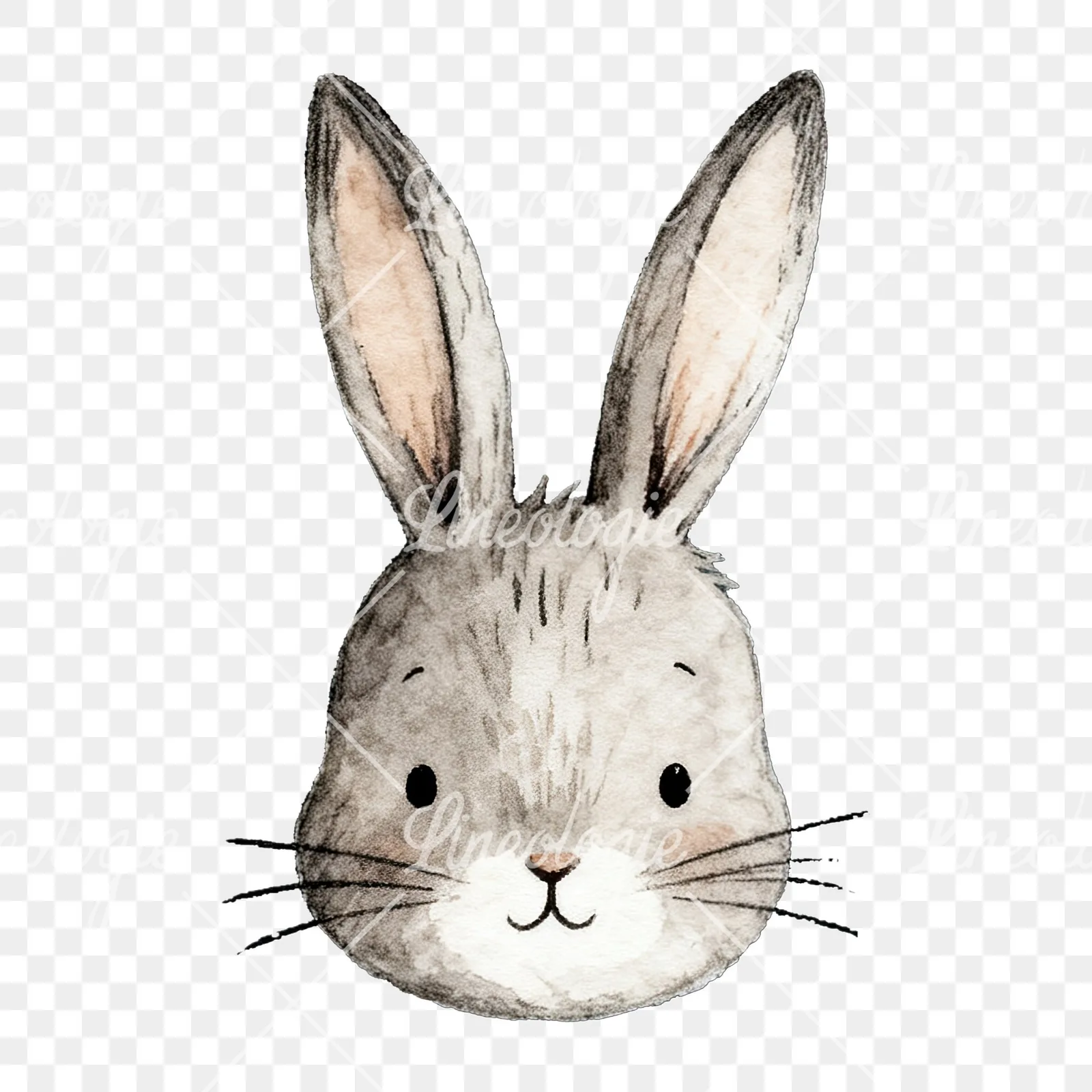 Watercolor neutral Easter eggs and bunny clipart 9 of 10 on a transparent background (PNG)