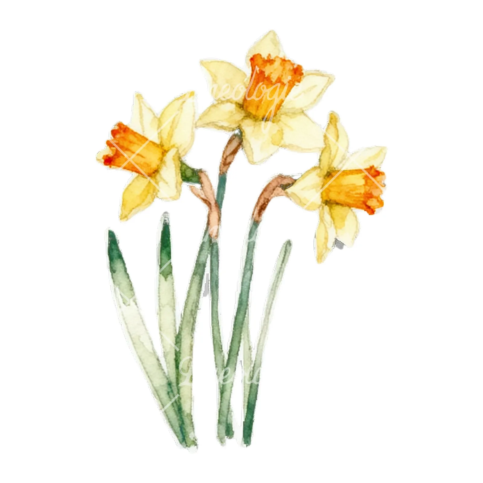 Watercolor spring flower bunch clipart 5 of 10 on a white background (JPG)