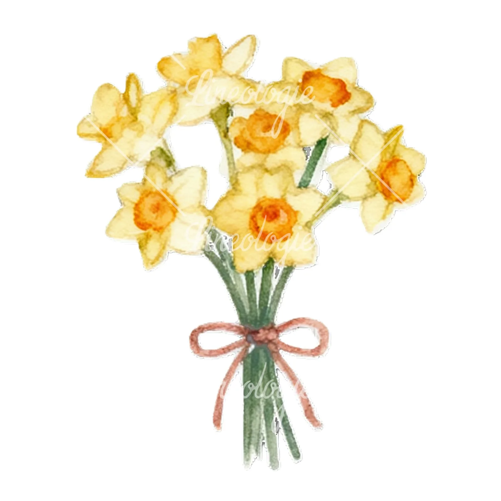 Watercolor spring flower bunch clipart 10 of 10 on a white background (JPG)