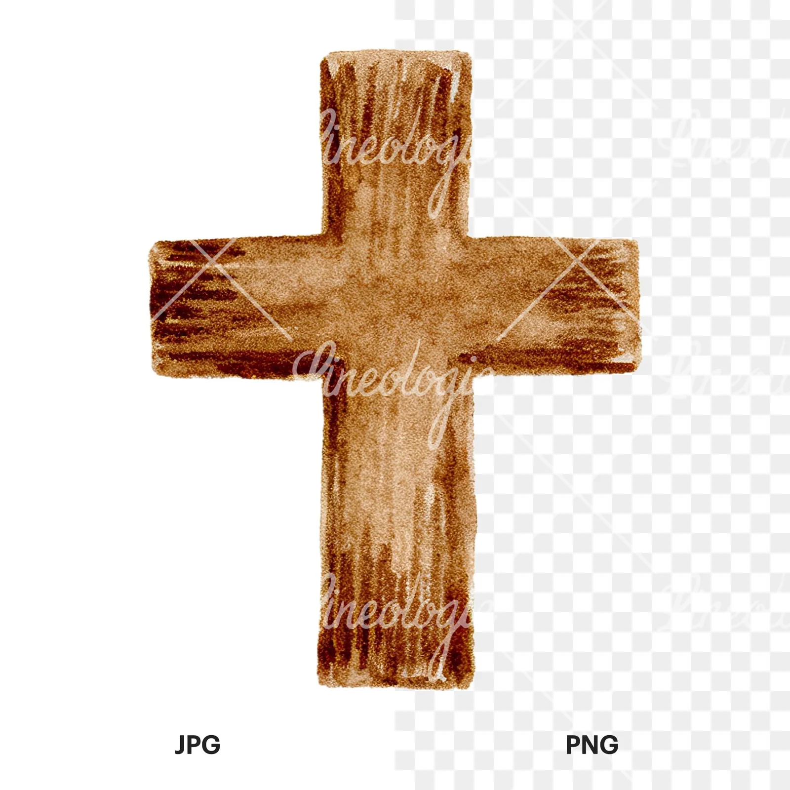 Watercolor Easter with crosses and bird clipart 3 of 12, as a JPG on white and a transparent PNG