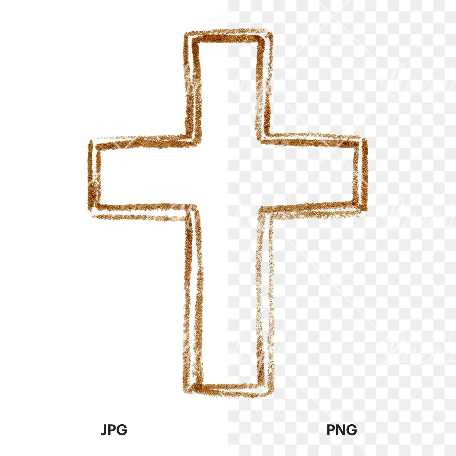 Watercolor Easter with crosses and bird clipart 5 of 12, as a JPG on white and a transparent PNG