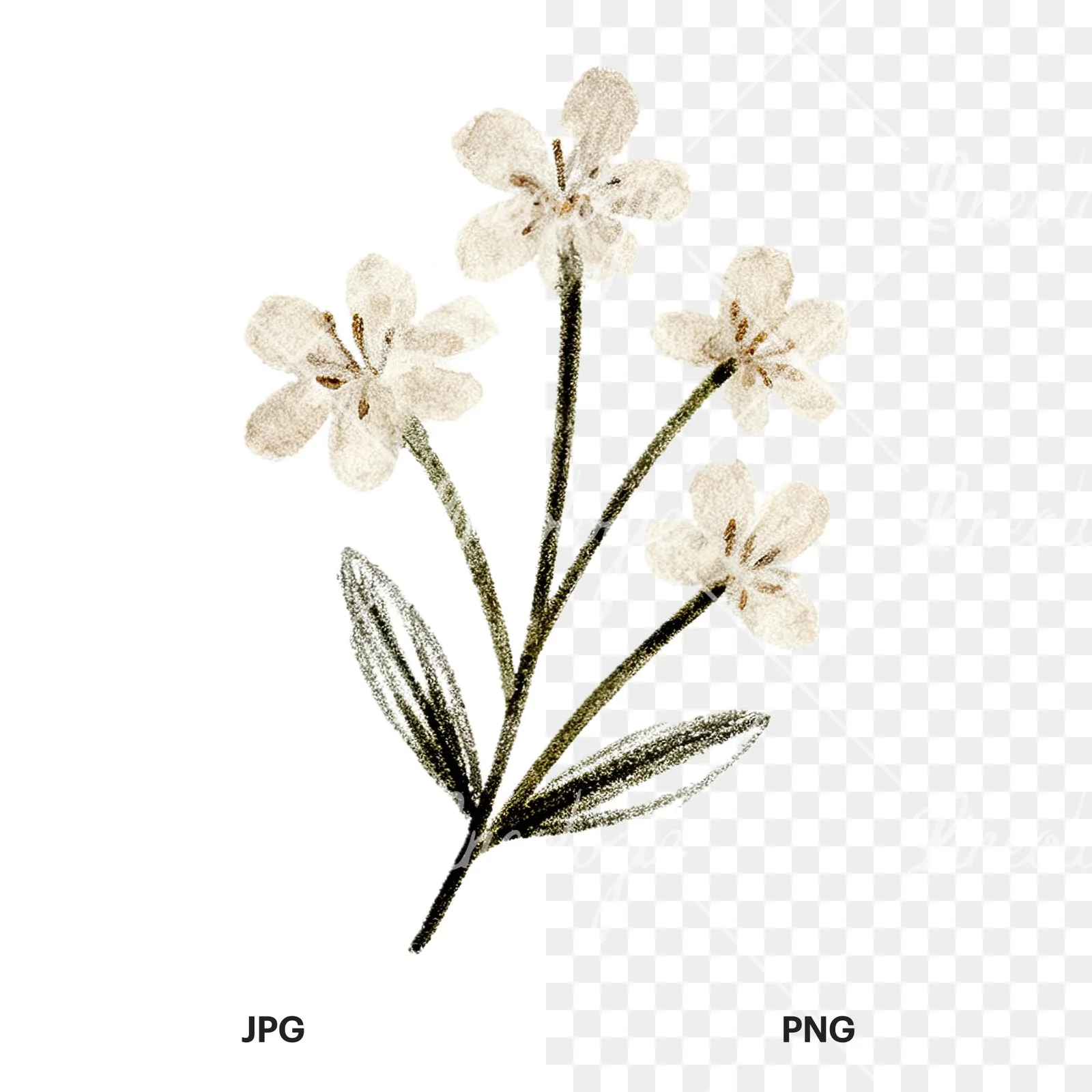 Watercolor Easter with crosses and bird clipart 12 of 12, as a JPG on white and a transparent PNG