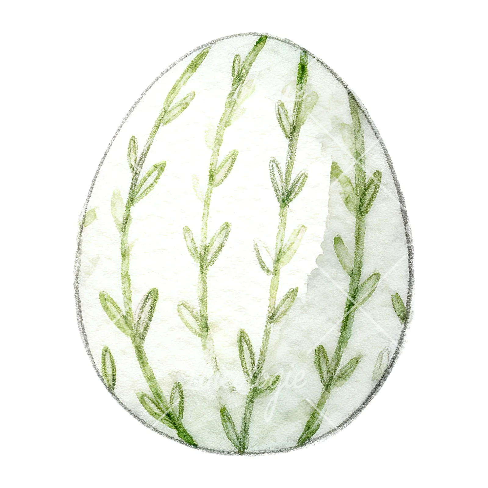 Watercolor Easter egg with bunny and carrot clipart 3 of 12 on a white background (JPG)