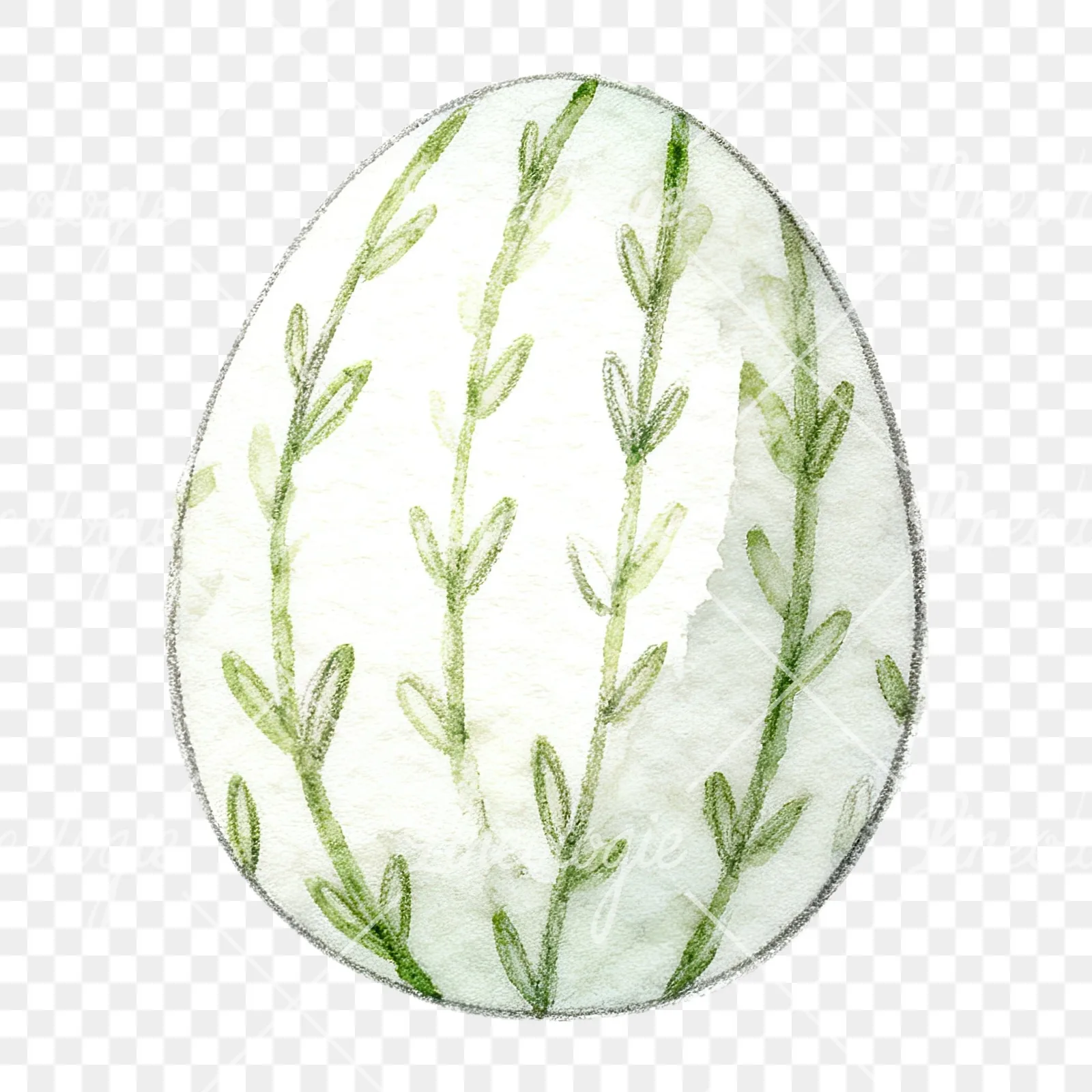 Watercolor Easter egg with bunny and carrot clipart 3 of 12 on a transparent background (PNG)