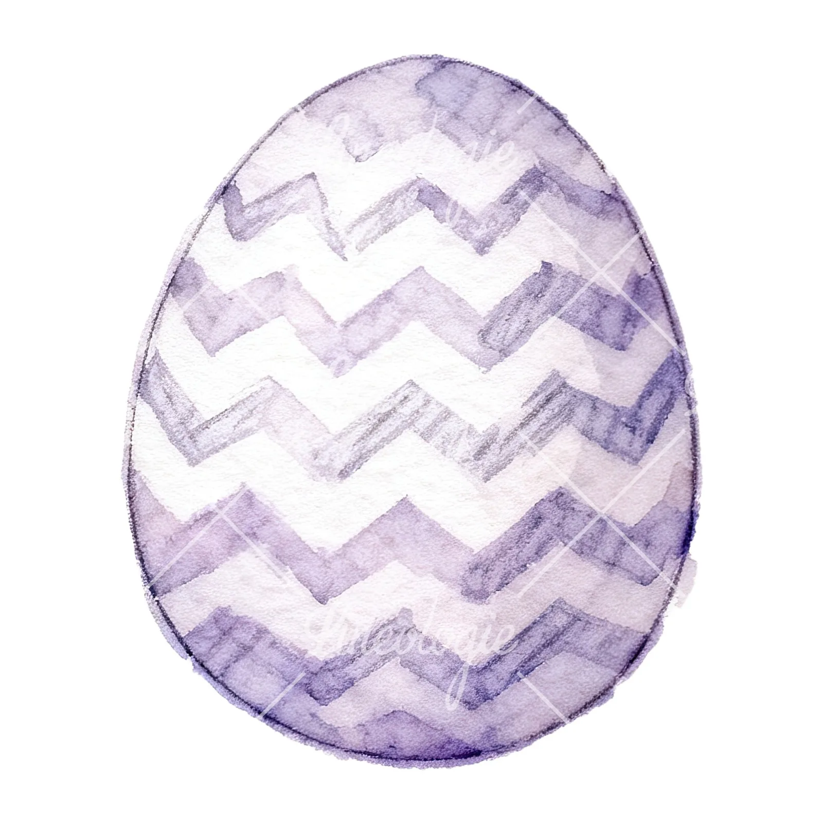 Watercolor Easter egg with bunny and carrot clipart 7 of 12 on a white background (JPG)
