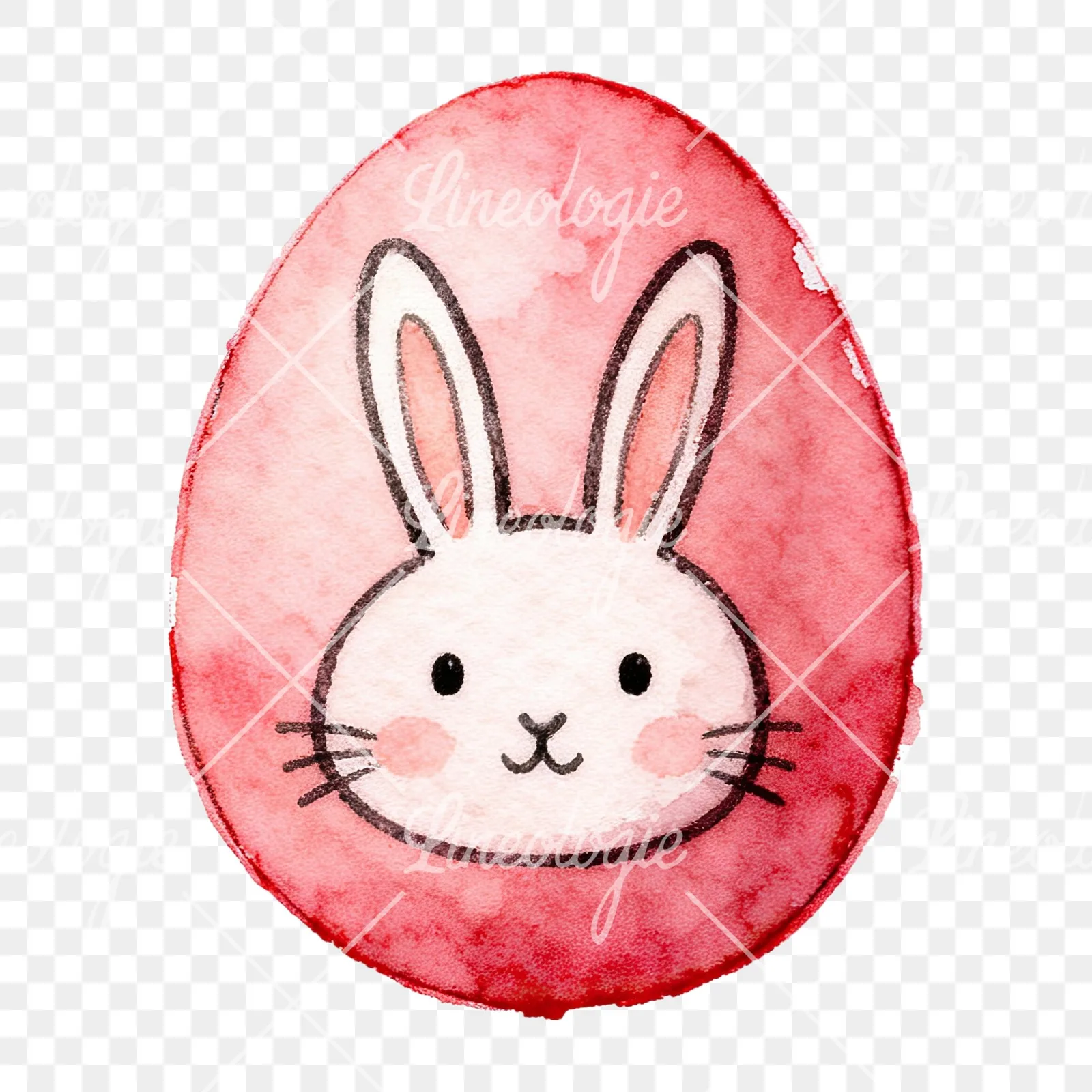Watercolor Easter egg with bunny and carrot clipart 11 of 12 on a transparent background (PNG)